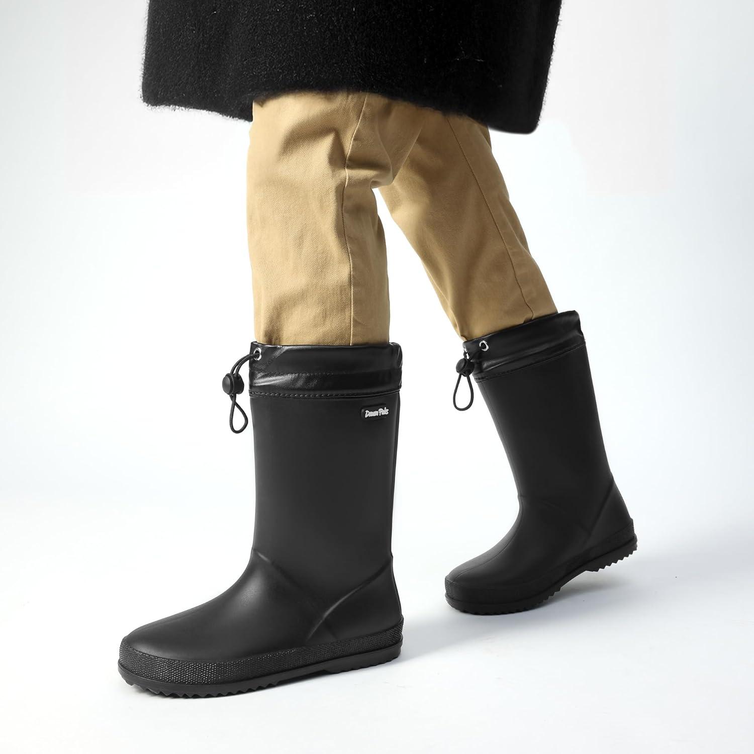 imageDREAM PAIRS Kids Rain Boots Boys Girls Lightweight Boots Waterproof Easyon Outdoor Playing Rain Boot UnisexChildAll Black