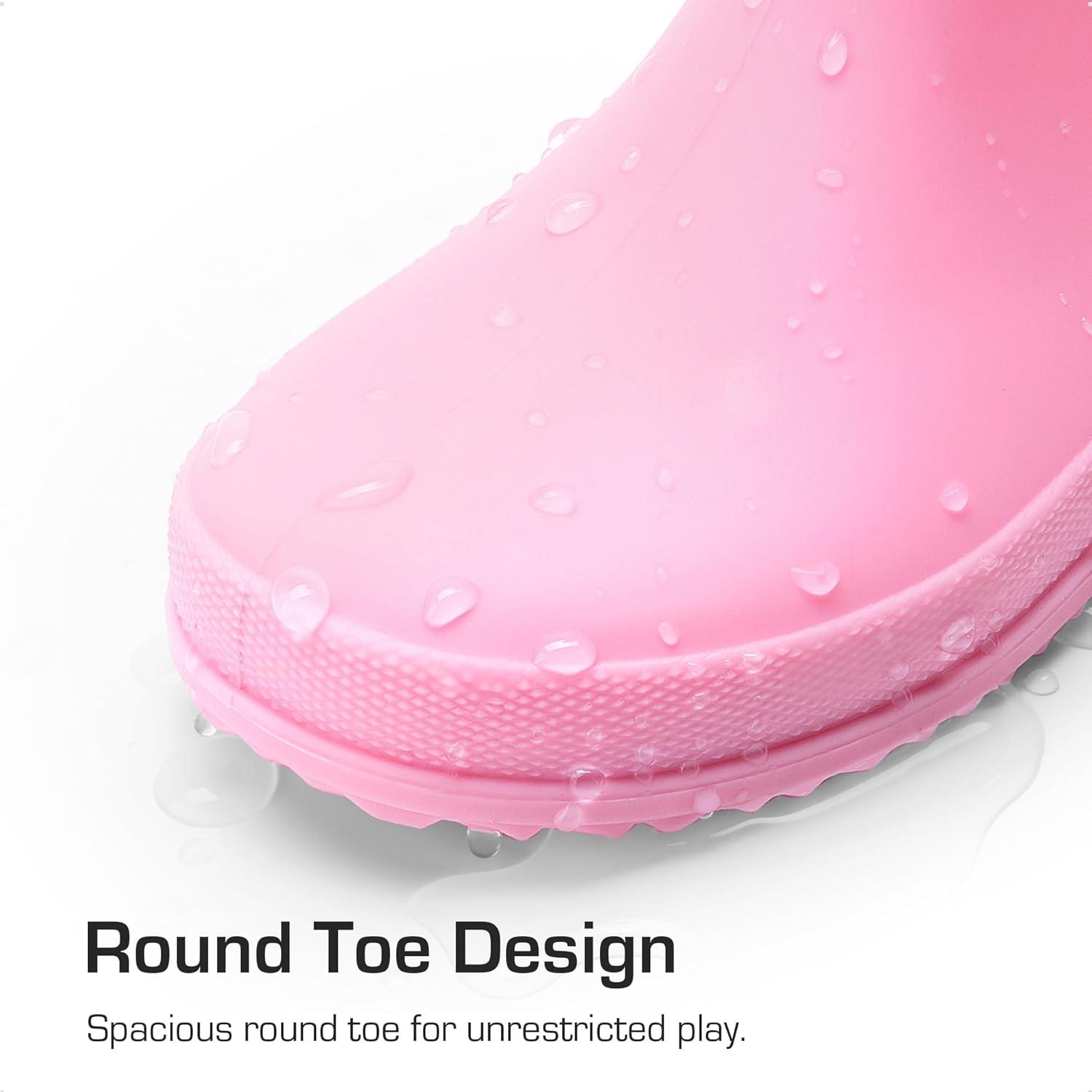 imageDREAM PAIRS Kids Rain Boots Boys Girls Lightweight Boots Waterproof Easyon Outdoor Playing Rain Boot UnisexChildAll Pink