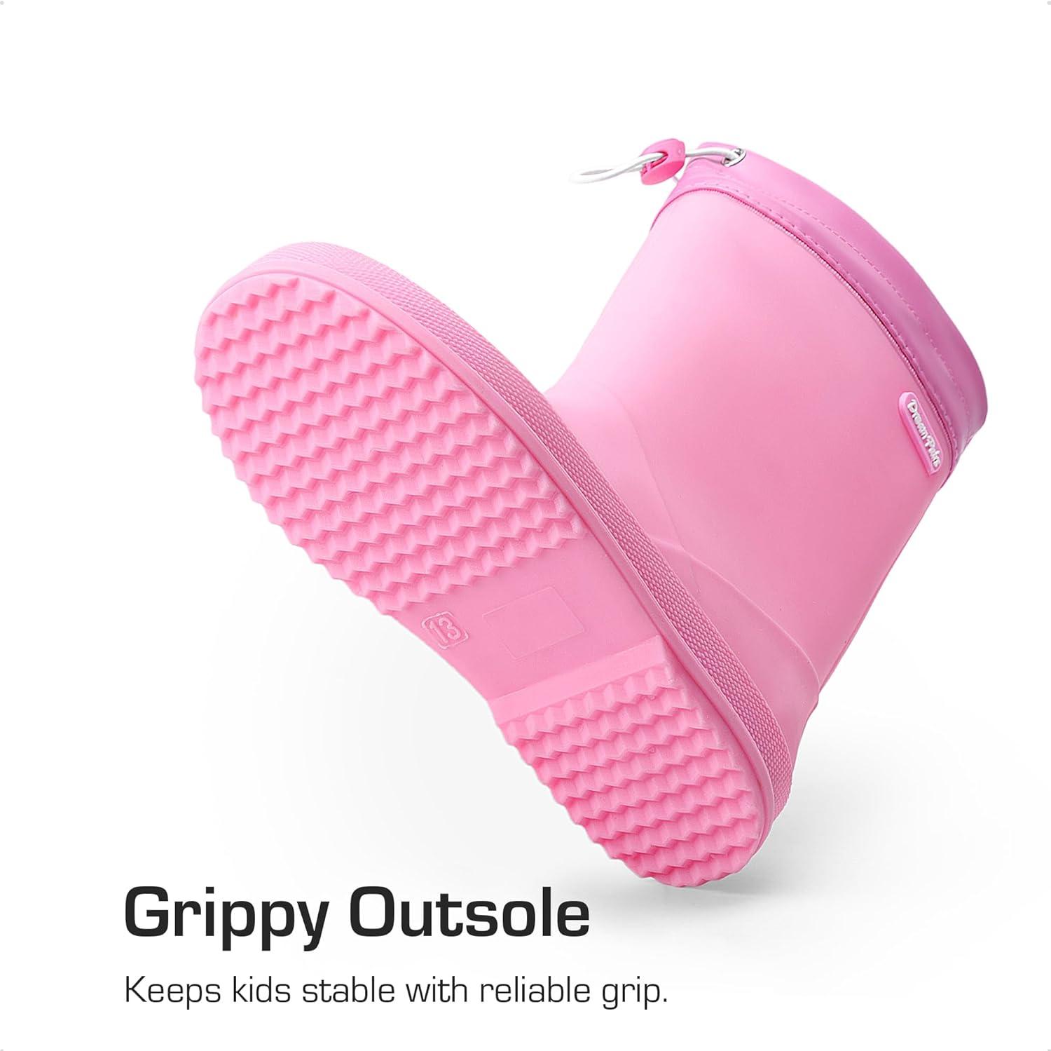 imageDREAM PAIRS Kids Rain Boots Boys Girls Lightweight Boots Waterproof Easyon Outdoor Playing Rain Boot UnisexChildAll Pink