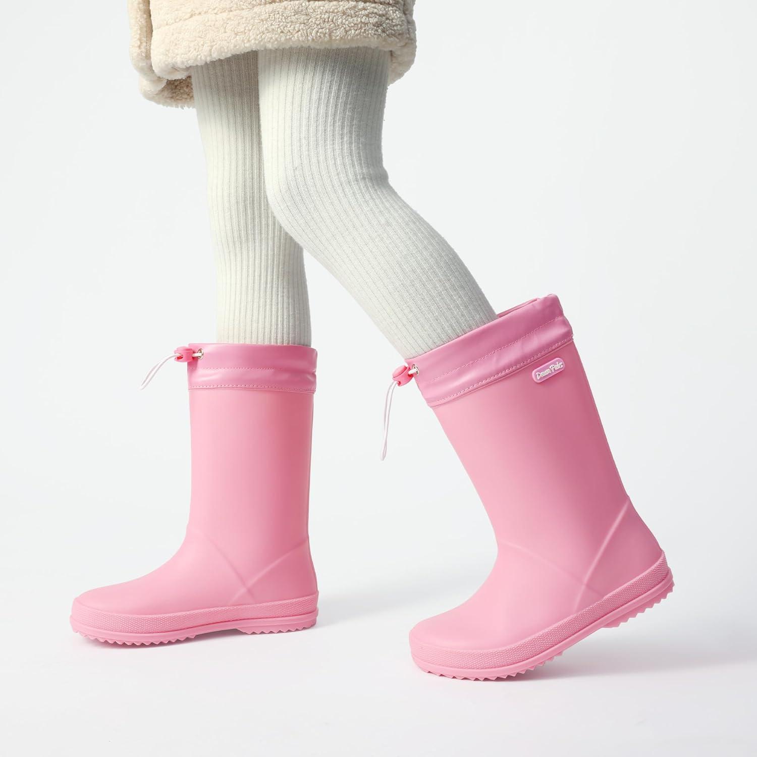 imageDREAM PAIRS Kids Rain Boots Boys Girls Lightweight Boots Waterproof Easyon Outdoor Playing Rain Boot UnisexChildAll Pink