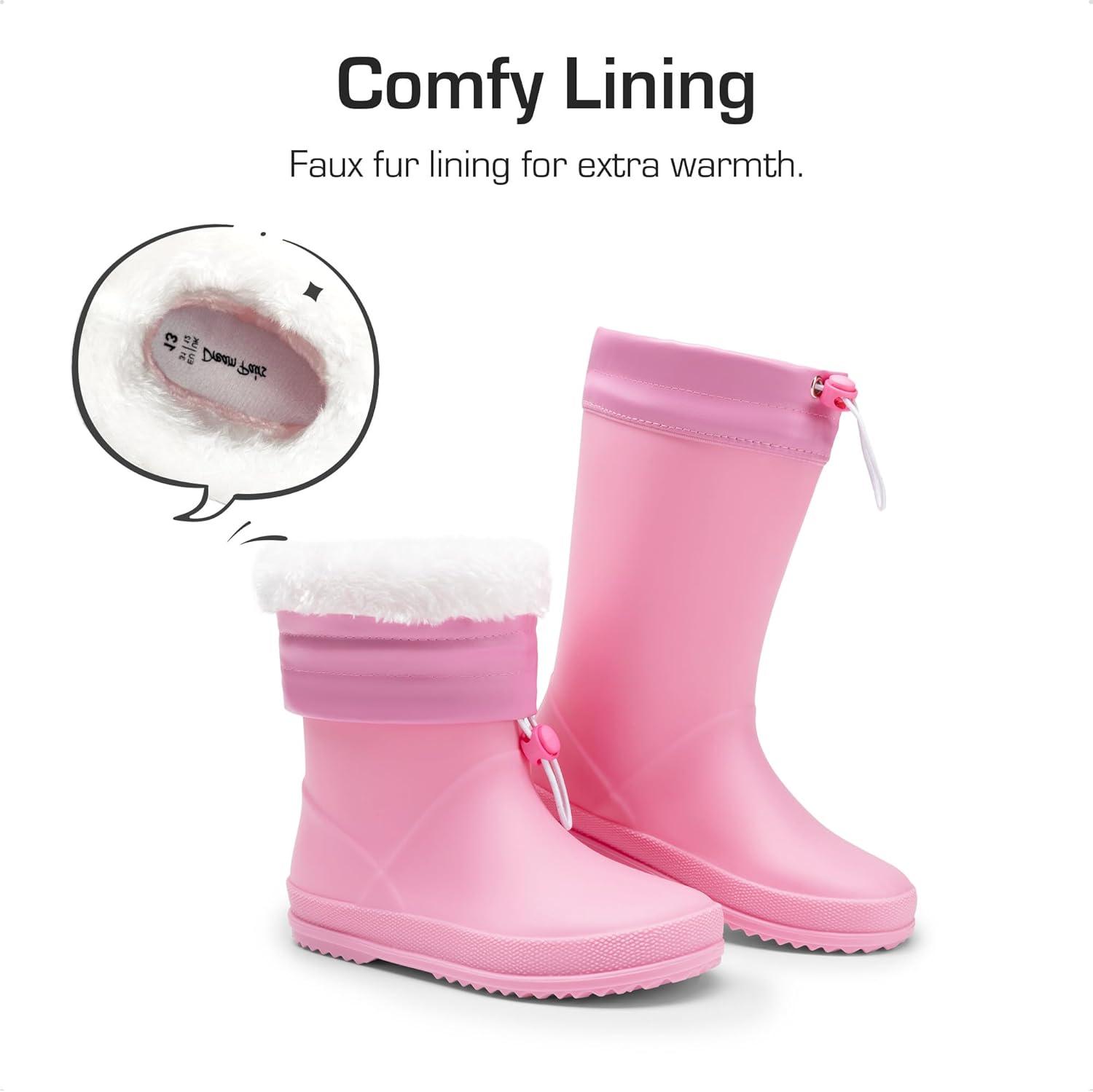 imageDREAM PAIRS Kids Rain Boots Boys Girls Lightweight Boots Waterproof Easyon Outdoor Playing Rain Boot UnisexChildAll Pink
