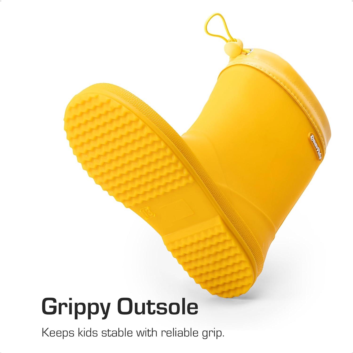 imageDREAM PAIRS Kids Rain Boots Boys Girls Lightweight Boots Waterproof Easyon Outdoor Playing Rain Boot UnisexChildAll Yellow