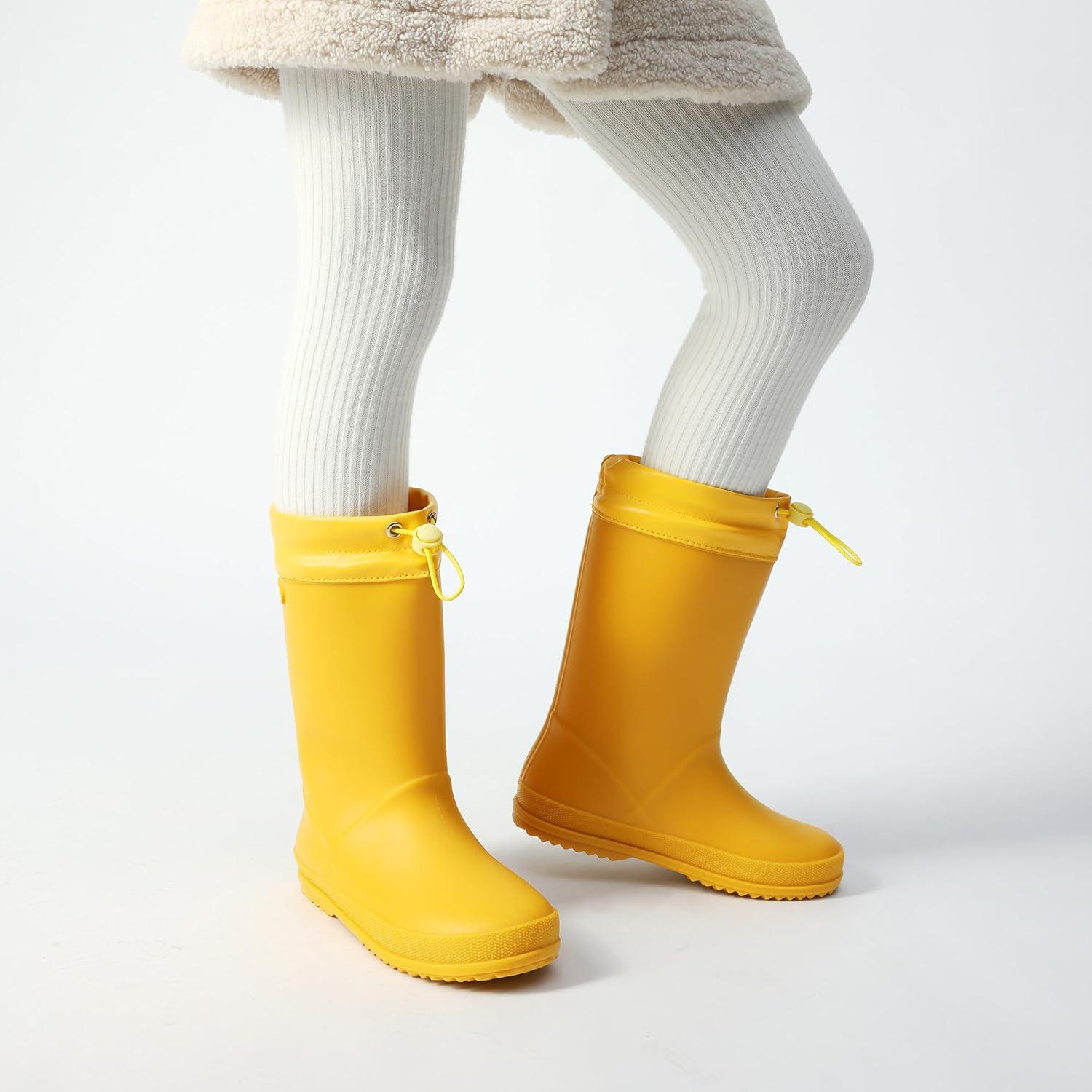 imageDREAM PAIRS Kids Rain Boots Boys Girls Lightweight Boots Waterproof Easyon Outdoor Playing Rain Boot UnisexChildAll Yellow