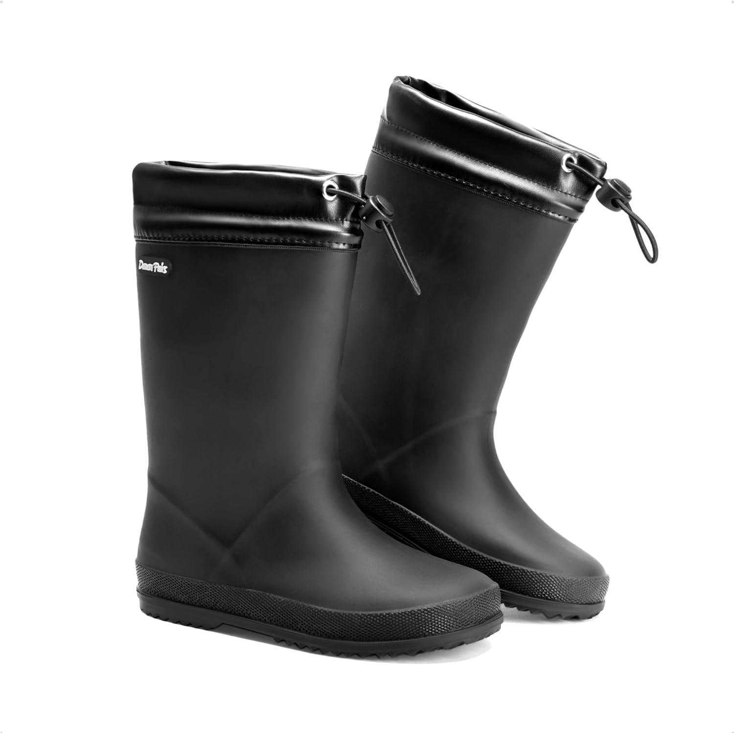 imageDREAM PAIRS Kids Rain Boots Boys Girls Lightweight Boots Waterproof Easyon Outdoor Playing Rain Boot UnisexChildBlack