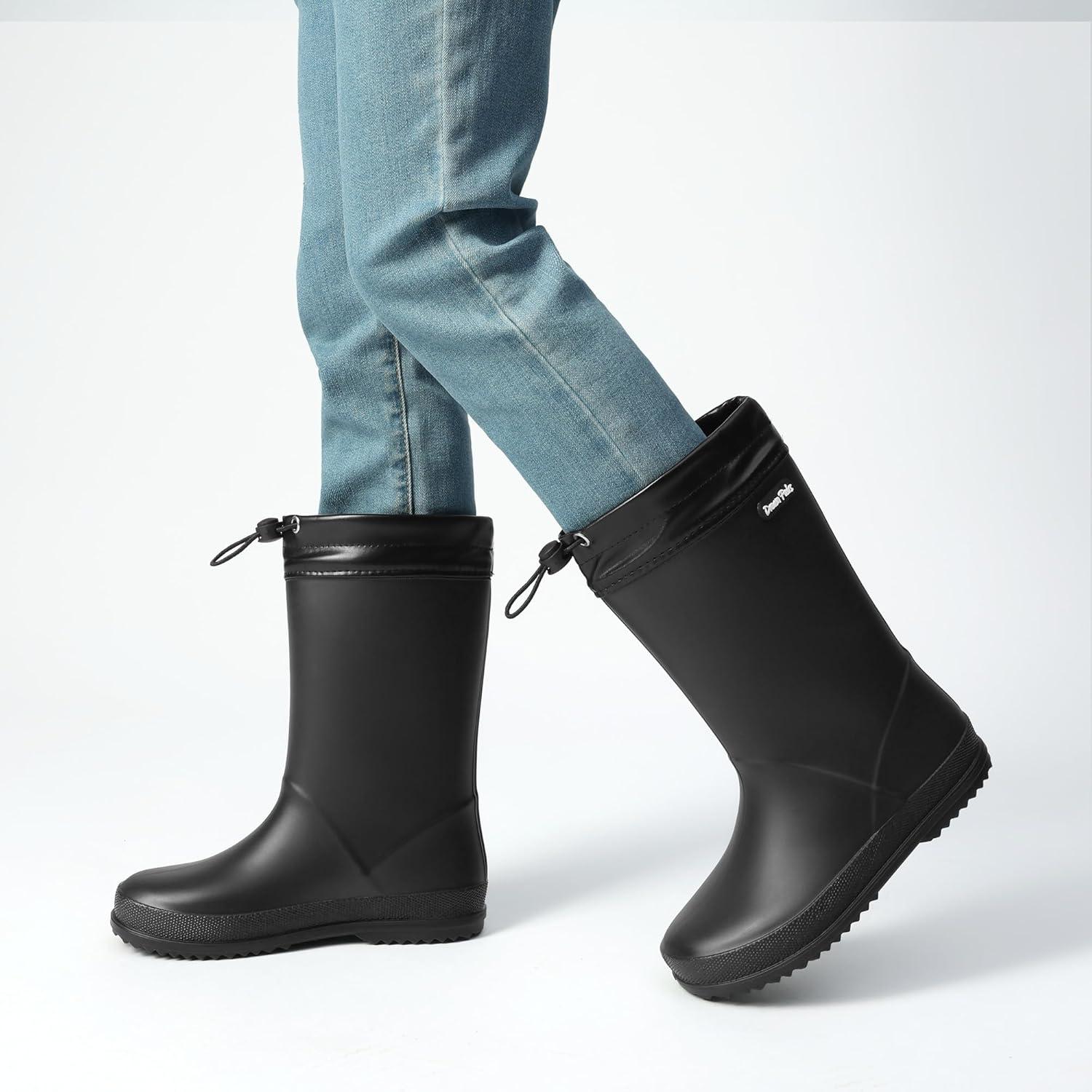 imageDREAM PAIRS Kids Rain Boots Boys Girls Lightweight Boots Waterproof Easyon Outdoor Playing Rain Boot UnisexChildBlack