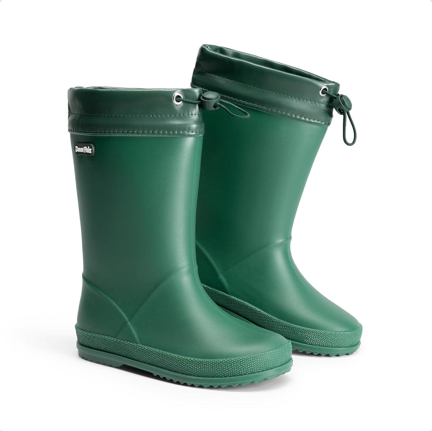 imageDREAM PAIRS Kids Rain Boots Boys Girls Lightweight Boots Waterproof Easyon Outdoor Playing Rain Boot UnisexChildDark Green