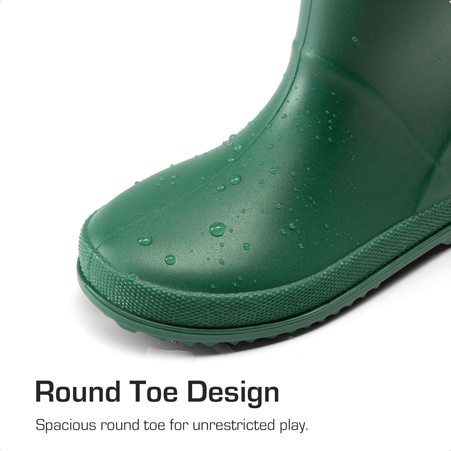 imageDREAM PAIRS Kids Rain Boots Boys Girls Lightweight Boots Waterproof Easyon Outdoor Playing Rain Boot UnisexChildDark Green