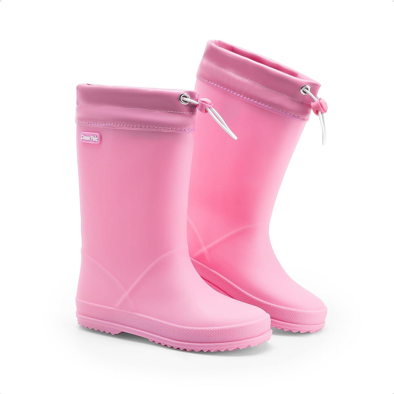imageDREAM PAIRS Kids Rain Boots Boys Girls Lightweight Boots Waterproof Easyon Outdoor Playing Rain Boot UnisexChildPink
