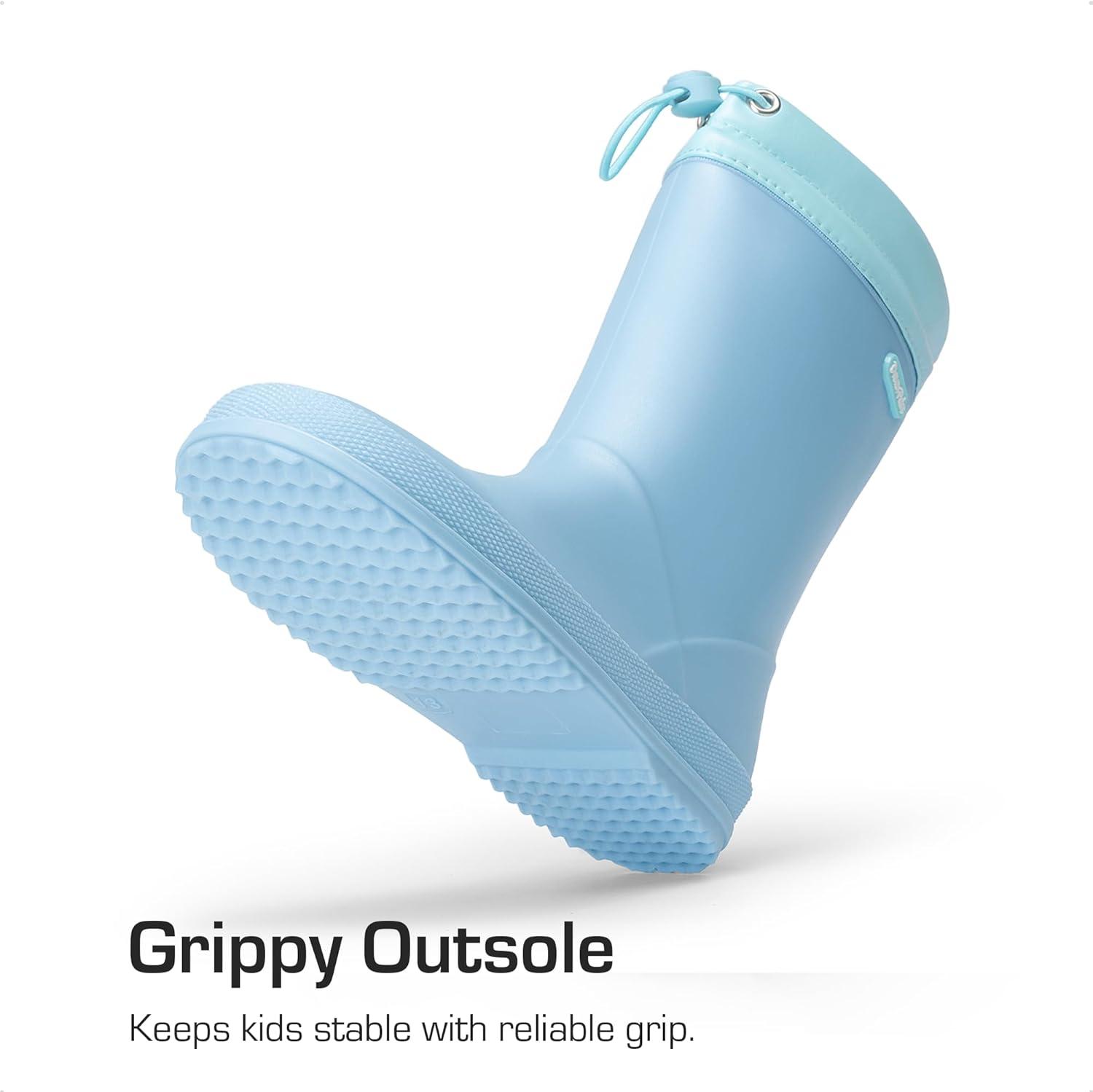 imageDREAM PAIRS Kids Rain Boots Boys Girls Lightweight Boots Waterproof Easyon Outdoor Playing Rain Boot UnisexChildSky Blue