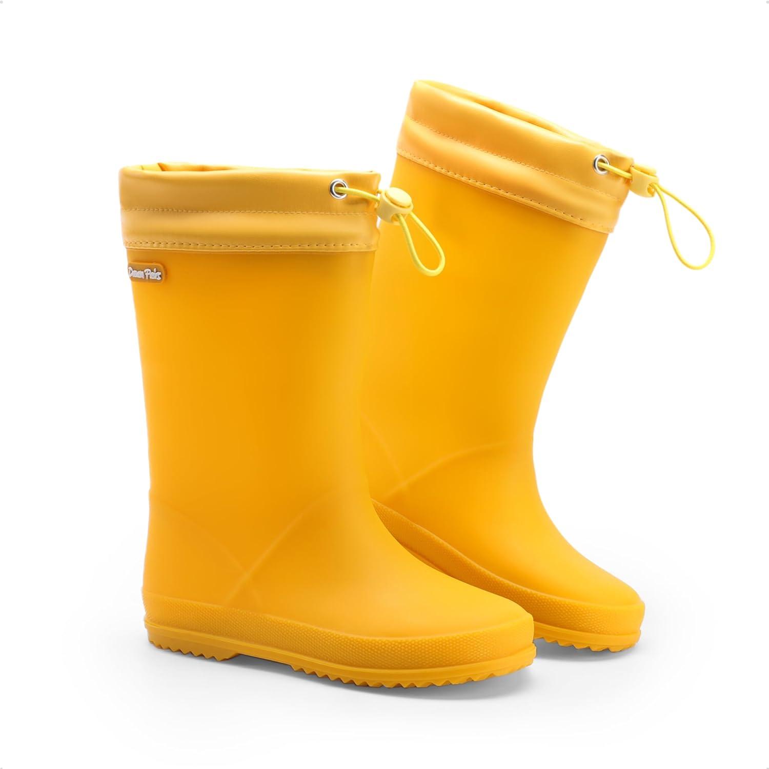 imageDREAM PAIRS Kids Rain Boots Boys Girls Lightweight Boots Waterproof Easyon Outdoor Playing Rain Boot UnisexChildYellow