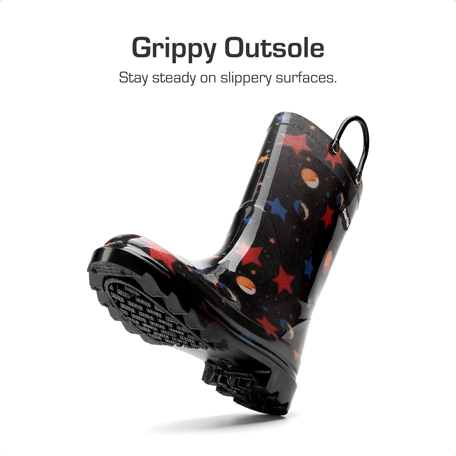 imageDREAM PAIRS Kids Rain Boots Cute Lightweight Waterproof with Pullon Handles for Girls ampamp Boys Toddler Outdoor PlayBlack