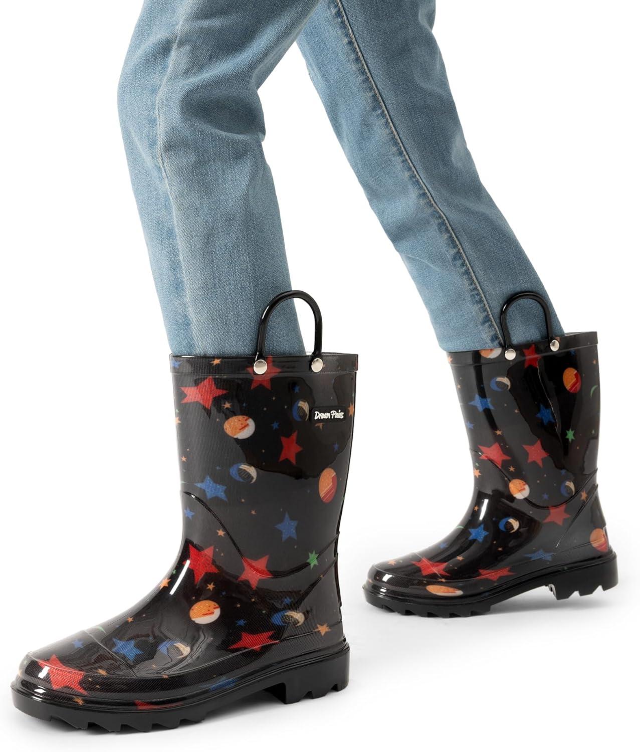 imageDREAM PAIRS Kids Rain Boots Cute Lightweight Waterproof with Pullon Handles for Girls ampamp Boys Toddler Outdoor PlayBlack