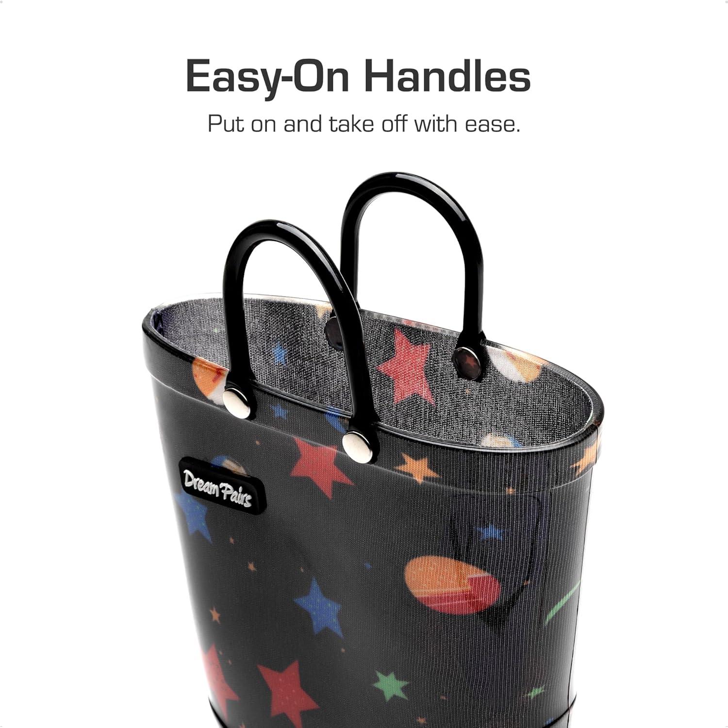 imageDREAM PAIRS Kids Rain Boots Cute Lightweight Waterproof with Pullon Handles for Girls ampamp Boys Toddler Outdoor PlayBlack