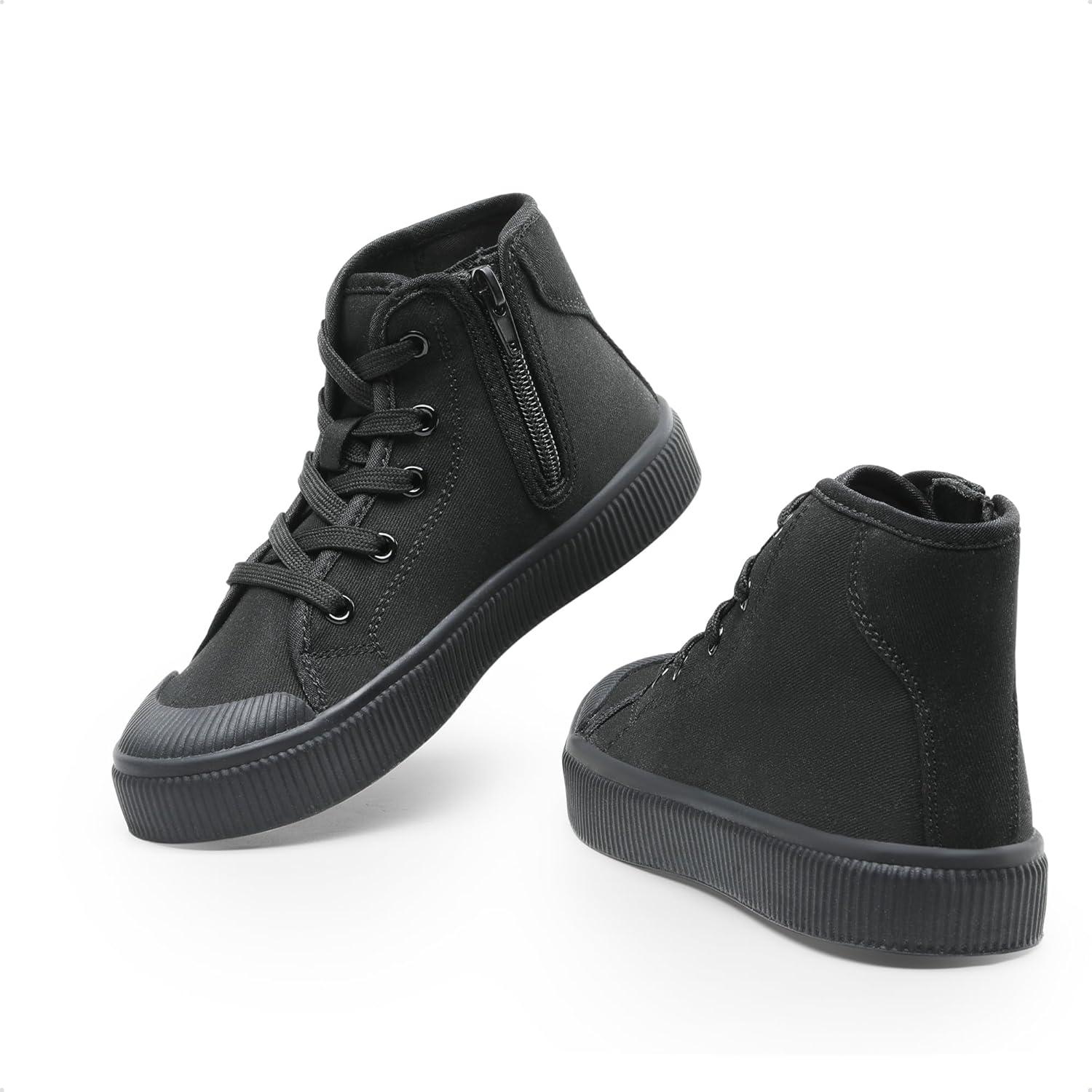 imageDREAM PAIRS Kids Sneakers Little Boys Girls High Top Canvas Shoes LilLegends CourtStar Casual Walking ShoesBlack