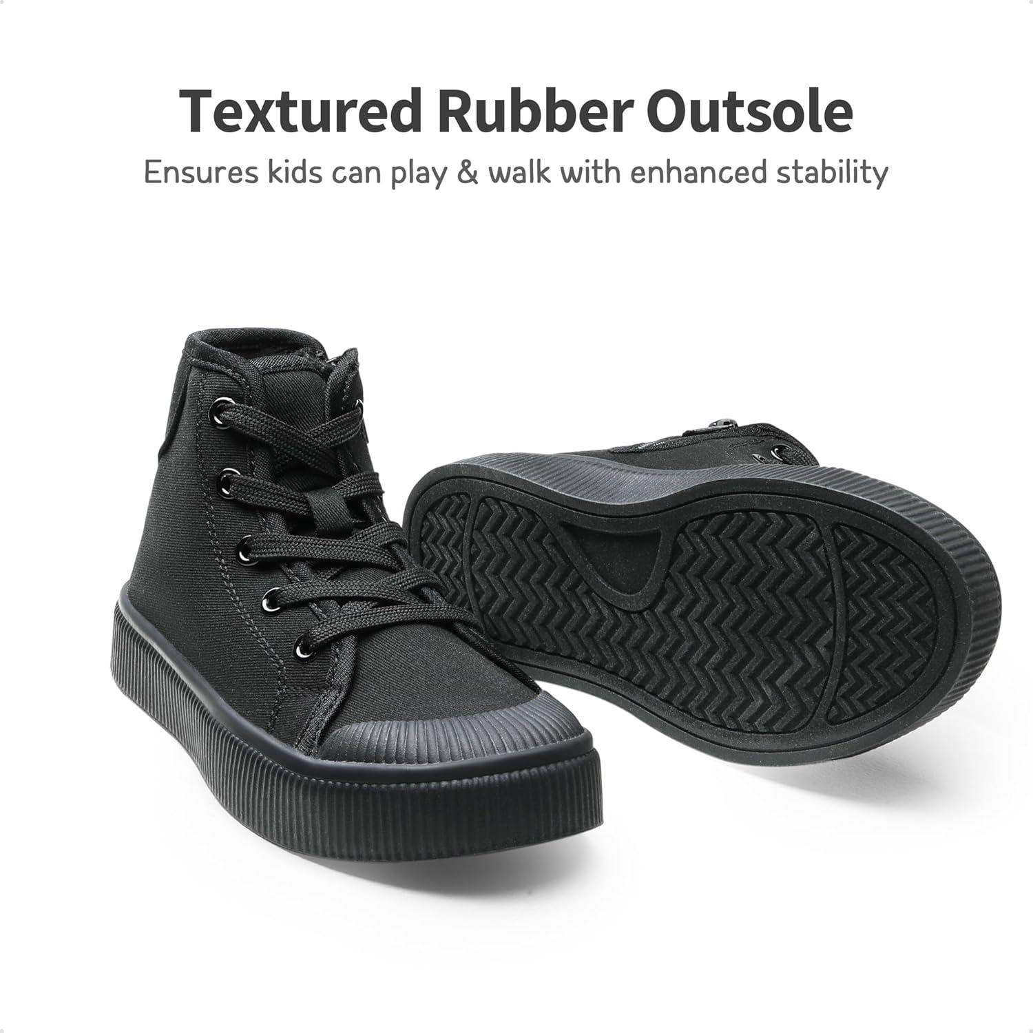 imageDREAM PAIRS Kids Sneakers Little Boys Girls High Top Canvas Shoes LilLegends CourtStar Casual Walking ShoesBlack