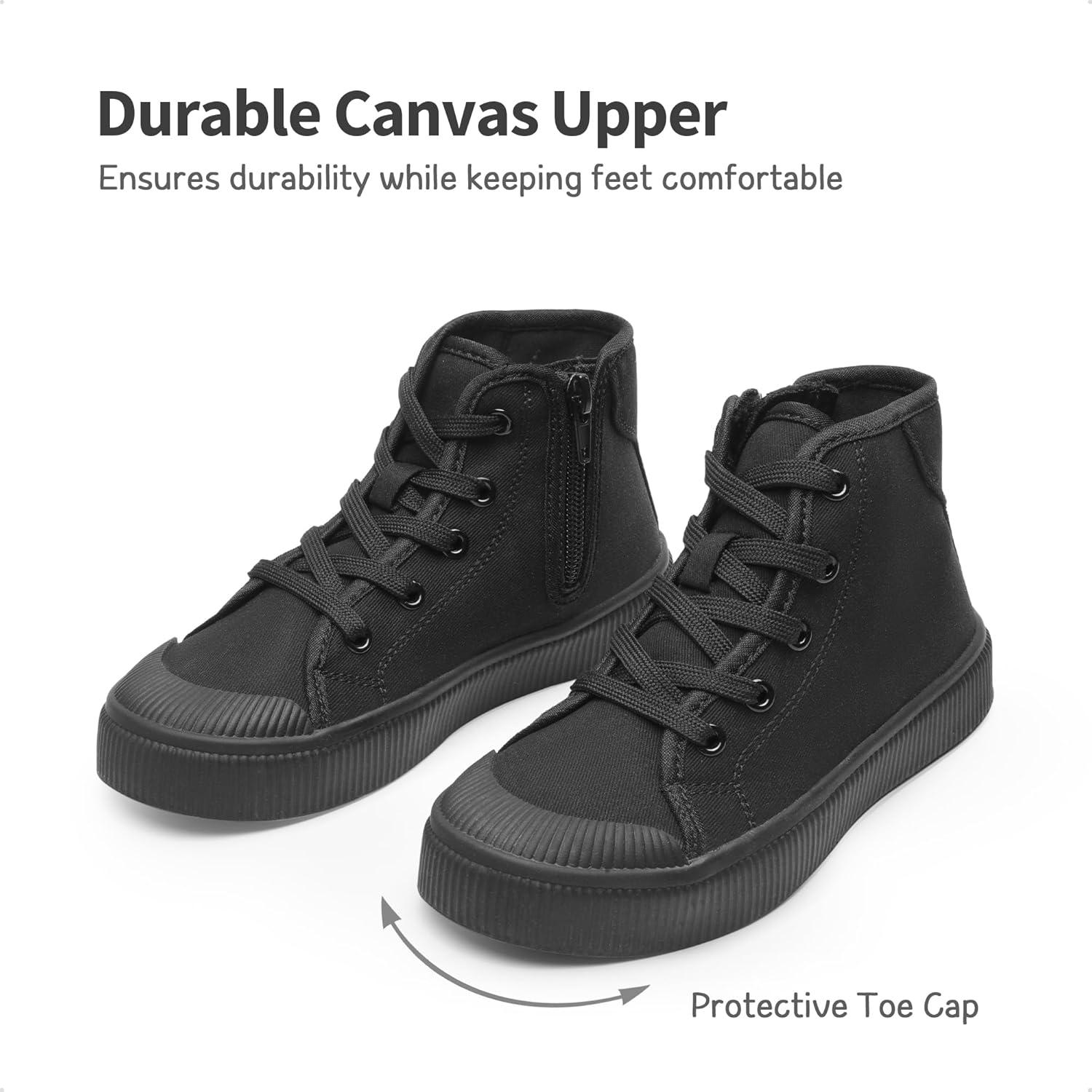 imageDREAM PAIRS Kids Sneakers Little Boys Girls High Top Canvas Shoes LilLegends CourtStar Casual Walking ShoesBlack