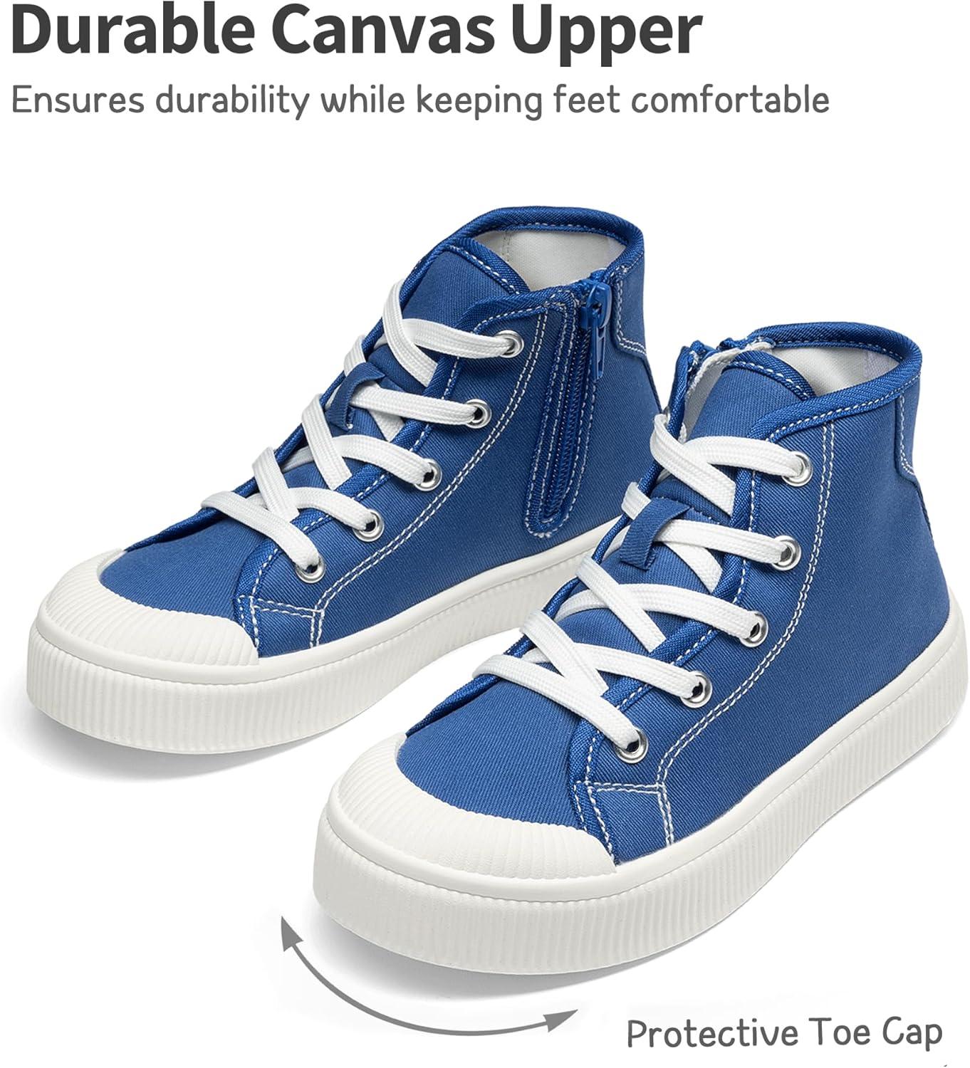 imageDREAM PAIRS Kids Sneakers Little Boys Girls High Top Canvas Shoes LilLegends CourtStar Casual Walking ShoesBlue