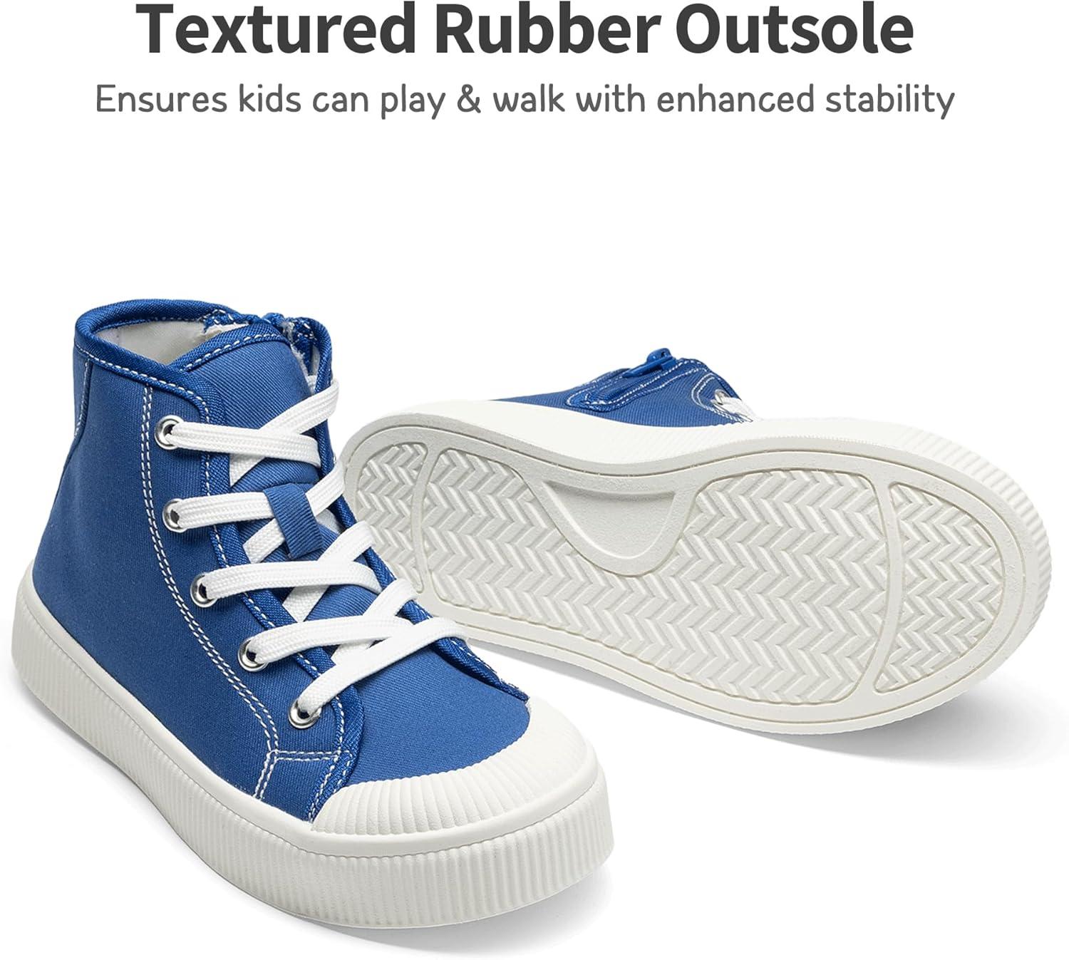 imageDREAM PAIRS Kids Sneakers Little Boys Girls High Top Canvas Shoes LilLegends CourtStar Casual Walking ShoesBlue