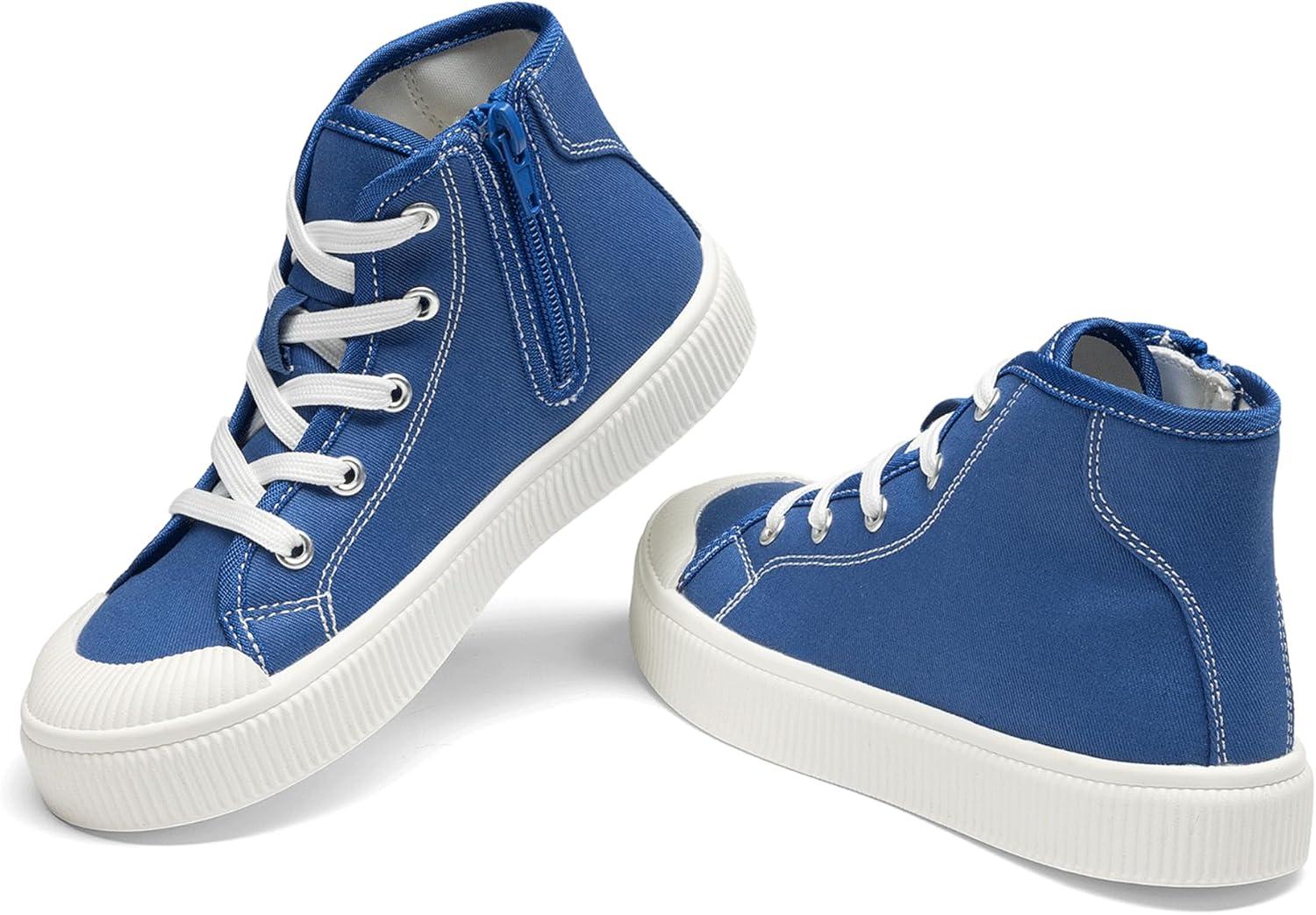 imageDREAM PAIRS Kids Sneakers Little Boys Girls High Top Canvas Shoes LilLegends CourtStar Casual Walking ShoesBlue