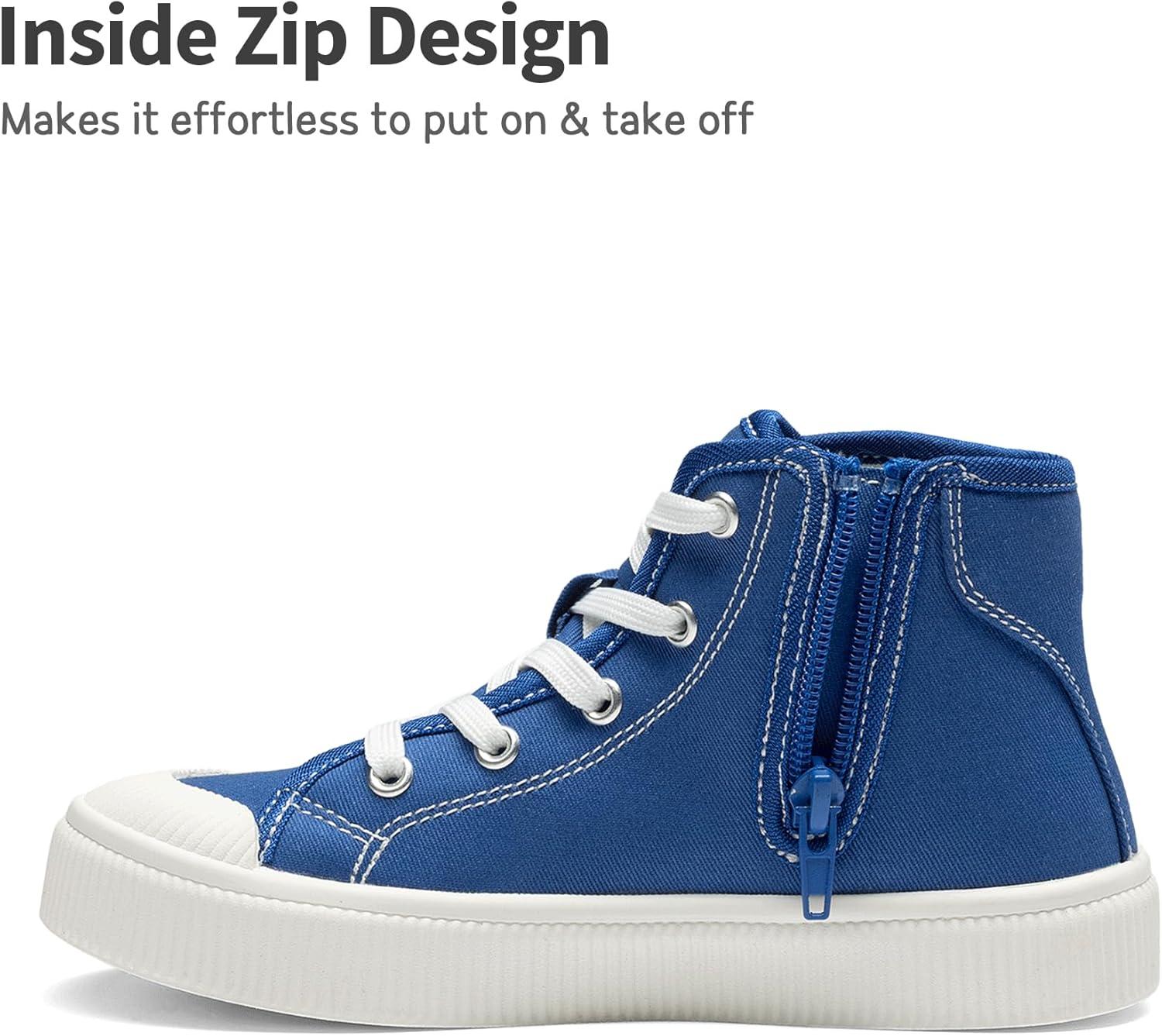 imageDREAM PAIRS Kids Sneakers Little Boys Girls High Top Canvas Shoes LilLegends CourtStar Casual Walking ShoesBlue