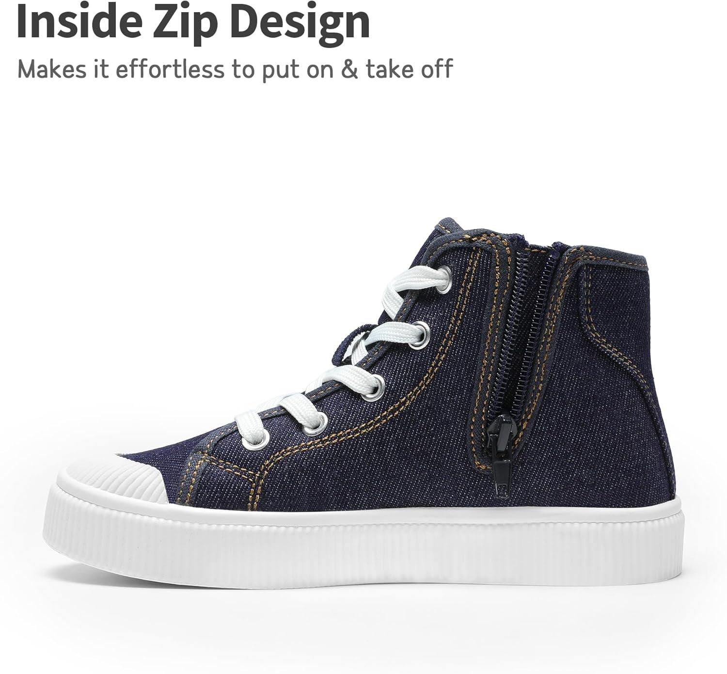 imageDREAM PAIRS Kids Sneakers Little Boys Girls High Top Canvas Shoes LilLegends CourtStar Casual Walking ShoesDark Bluedenim