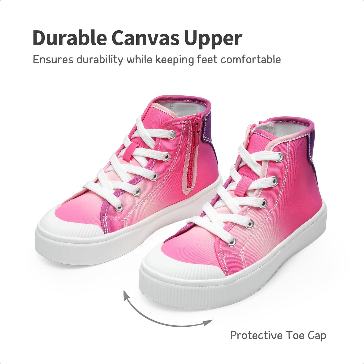 imageDREAM PAIRS Kids Sneakers Little Boys Girls High Top Canvas Shoes LilLegends CourtStar Casual Walking ShoesHot PinkPurple