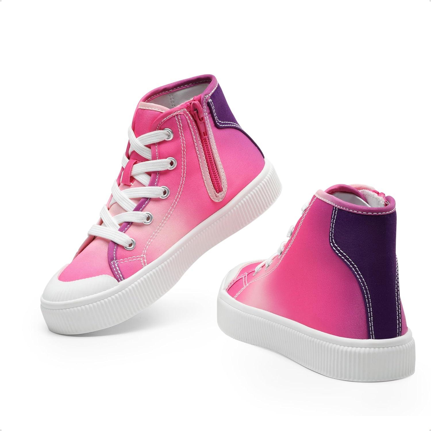 imageDREAM PAIRS Kids Sneakers Little Boys Girls High Top Canvas Shoes LilLegends CourtStar Casual Walking ShoesHot PinkPurple
