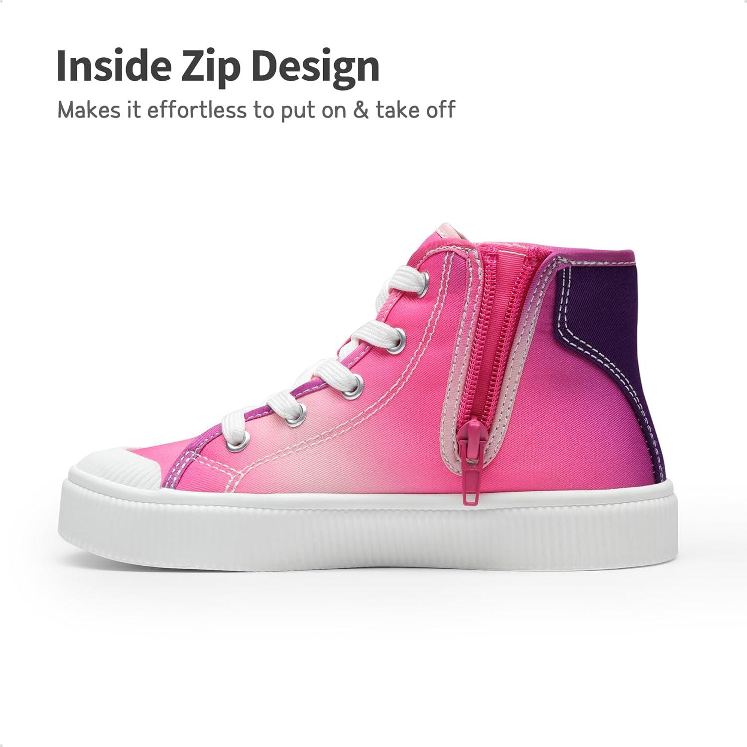 imageDREAM PAIRS Kids Sneakers Little Boys Girls High Top Canvas Shoes LilLegends CourtStar Casual Walking ShoesHot PinkPurple