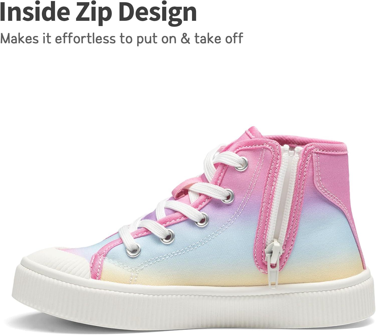 imageDREAM PAIRS Kids Sneakers Little Boys Girls High Top Canvas Shoes LilLegends CourtStar Casual Walking ShoesRainbowPink