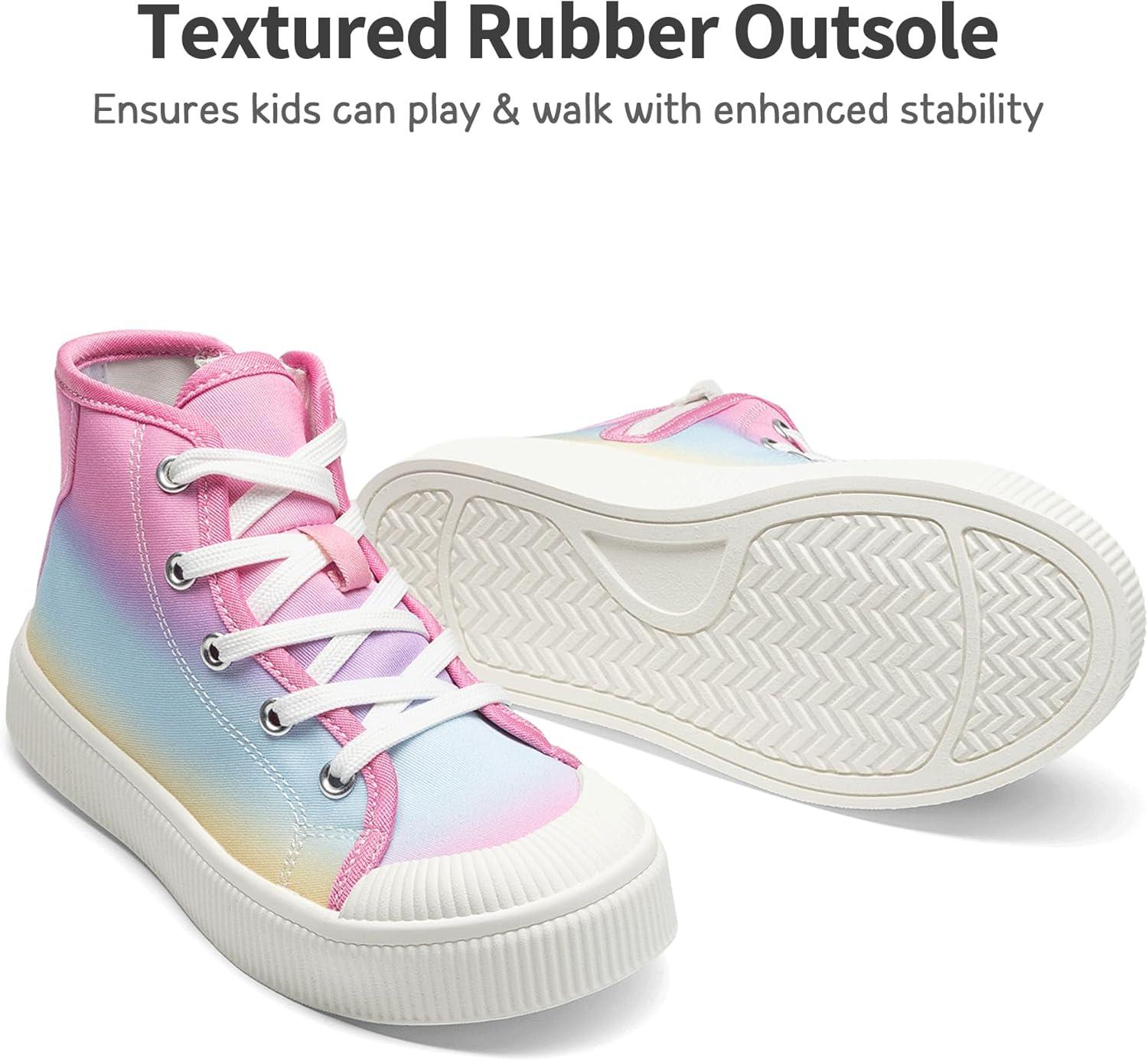 imageDREAM PAIRS Kids Sneakers Little Boys Girls High Top Canvas Shoes LilLegends CourtStar Casual Walking ShoesRainbowPink