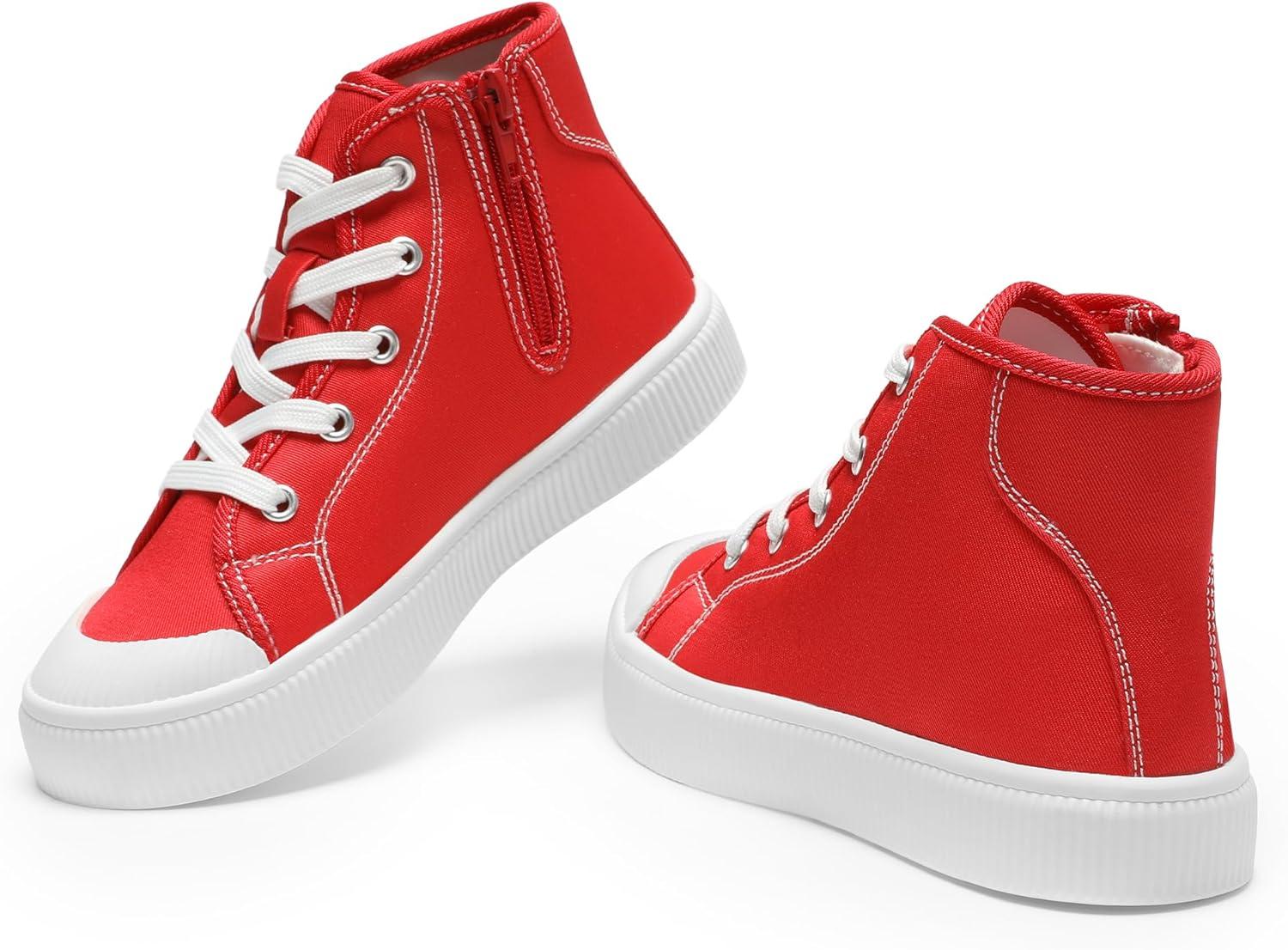 imageDREAM PAIRS Kids Sneakers Little Boys Girls High Top Canvas Shoes LilLegends CourtStar Casual Walking ShoesRed