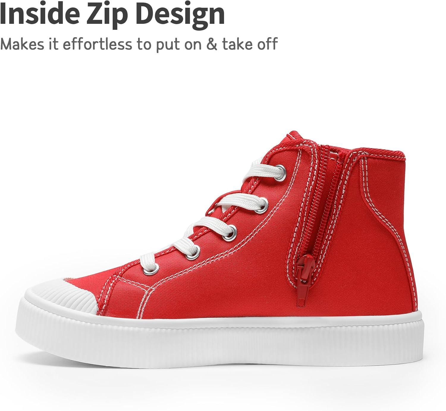 imageDREAM PAIRS Kids Sneakers Little Boys Girls High Top Canvas Shoes LilLegends CourtStar Casual Walking ShoesRed