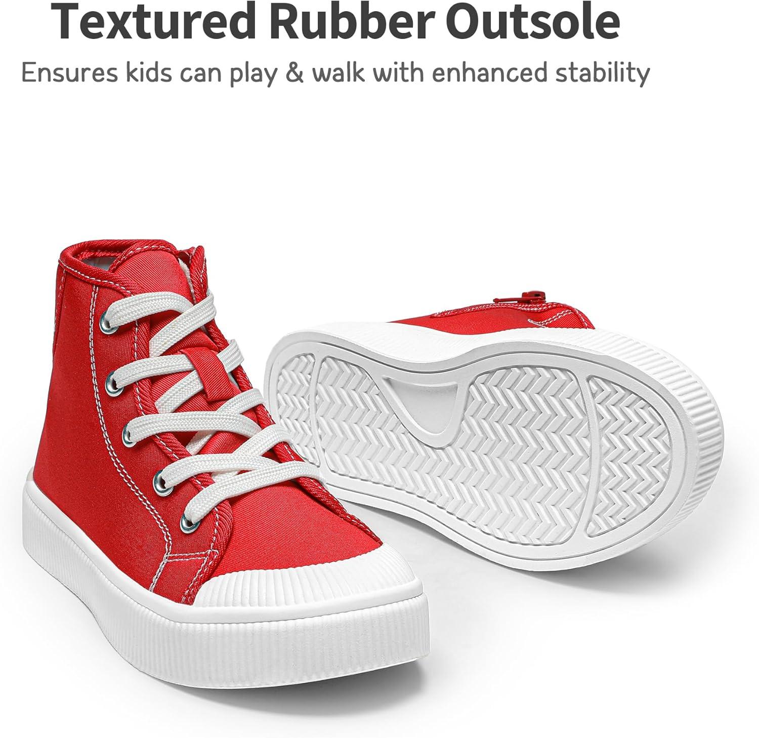 imageDREAM PAIRS Kids Sneakers Little Boys Girls High Top Canvas Shoes LilLegends CourtStar Casual Walking ShoesRed