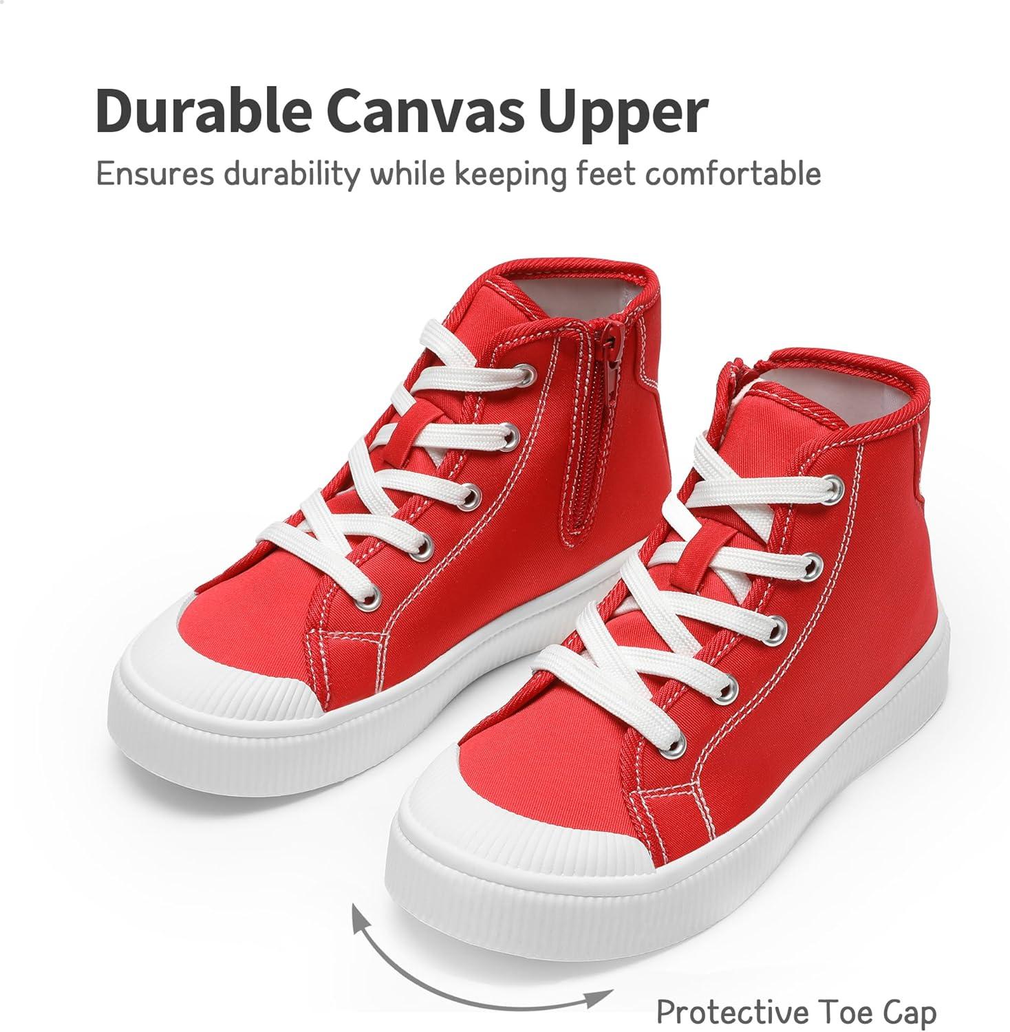 imageDREAM PAIRS Kids Sneakers Little Boys Girls High Top Canvas Shoes LilLegends CourtStar Casual Walking ShoesRed