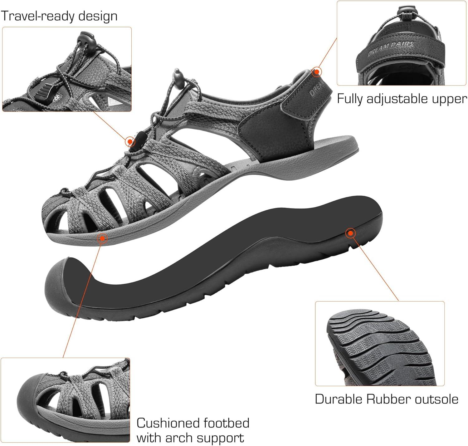 imageDREAM PAIRS Mens 160912MNEW Adventurous Summer Outdoor SandalsBlackDarkGrey