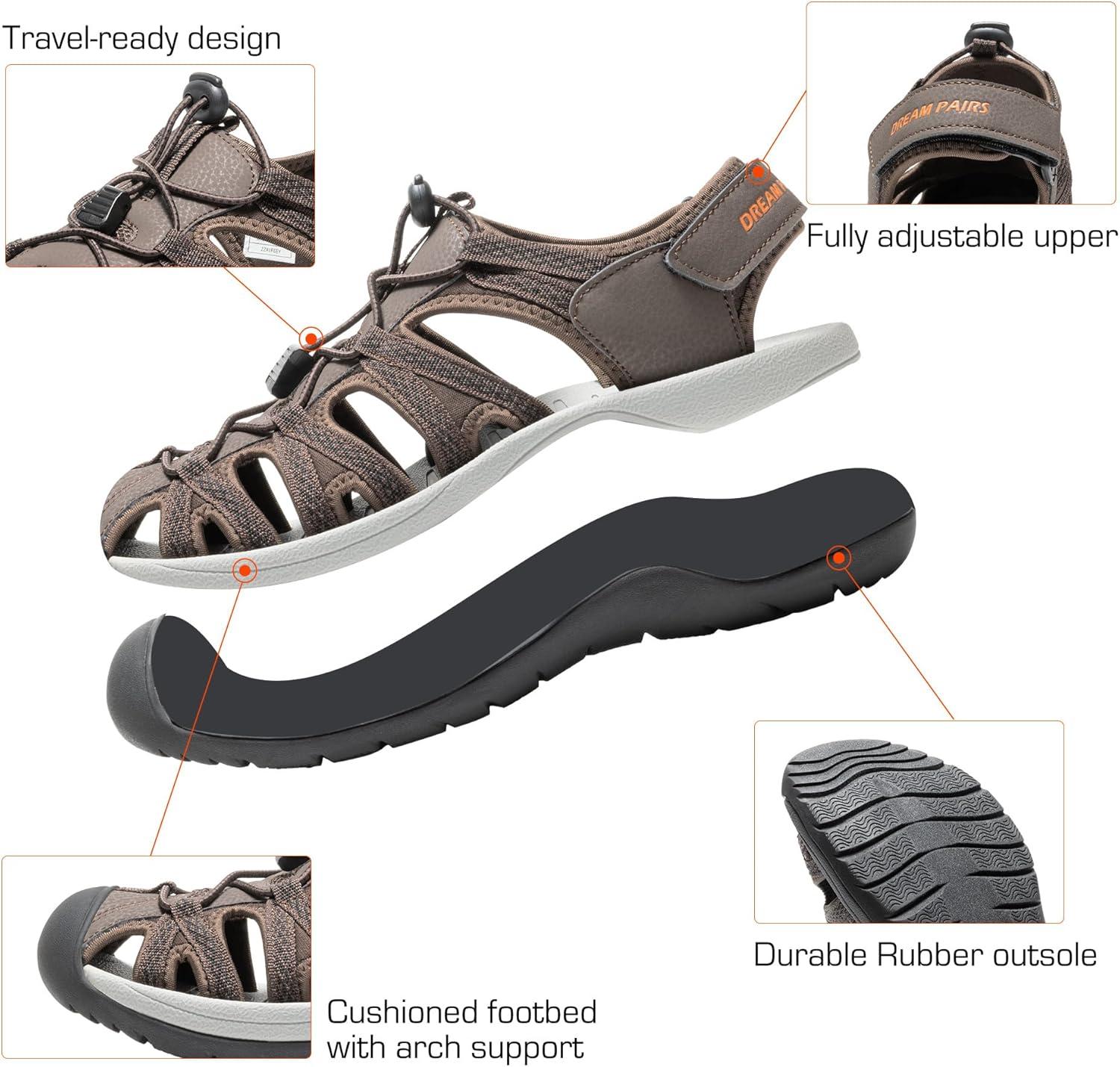 imageDREAM PAIRS Mens 160912MNEW Adventurous Summer Outdoor SandalsBrownBlackOrange