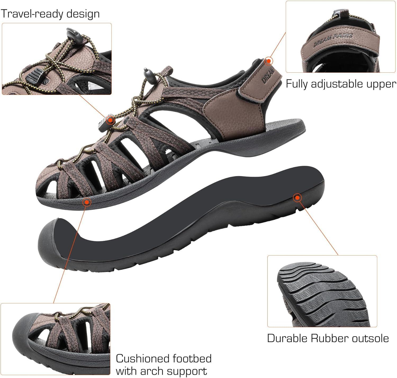 imageDREAM PAIRS Mens 160912MNEW Adventurous Summer Outdoor SandalsDark BrownBlack