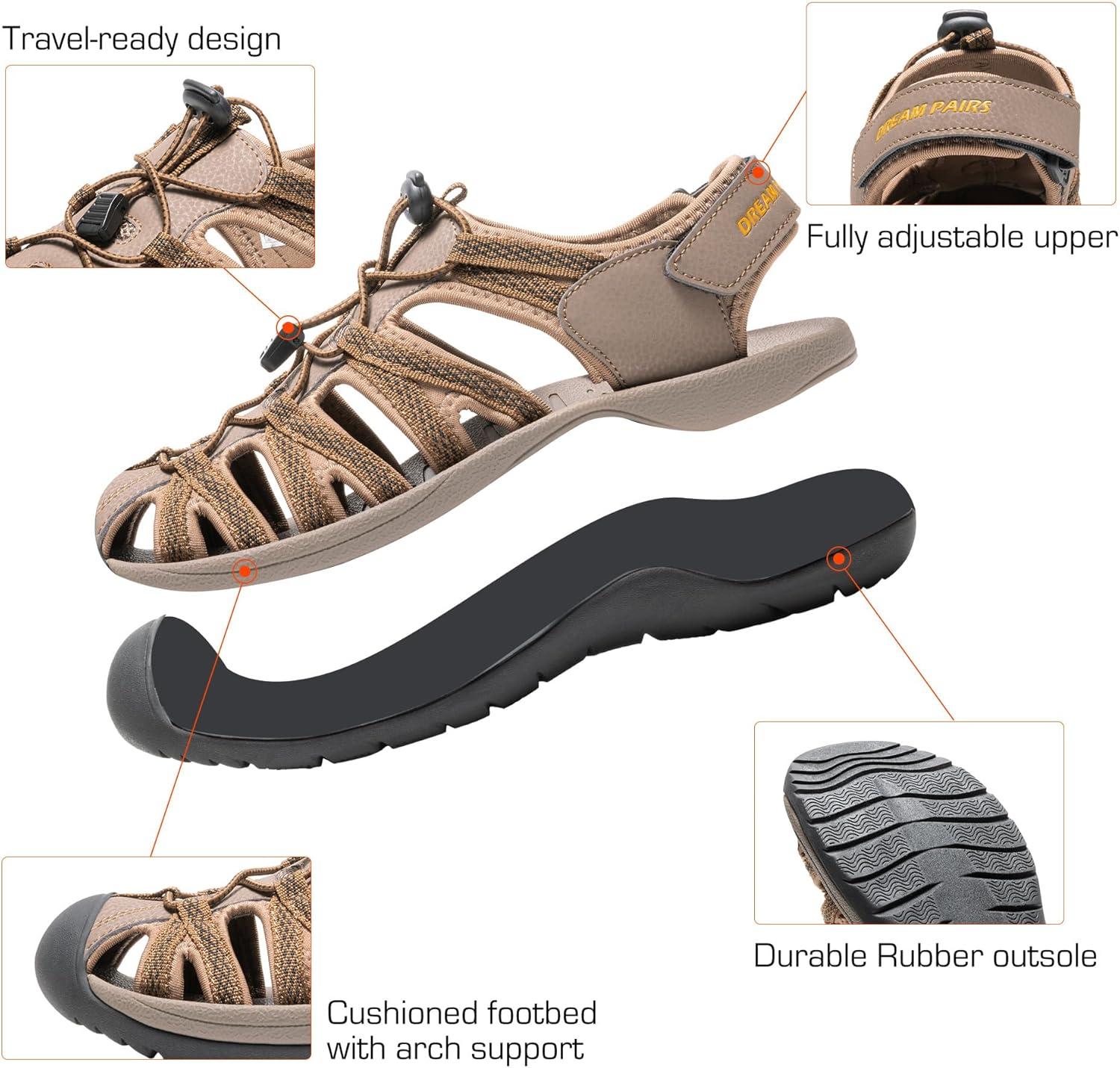 imageDREAM PAIRS Mens 160912MNEW Adventurous Summer Outdoor SandalsKhaki Yellow