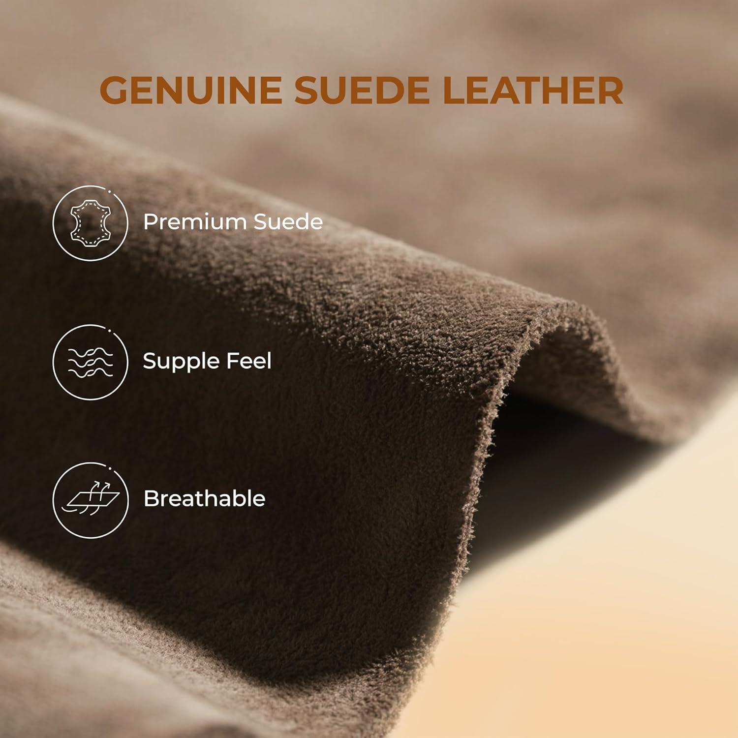 imageDREAM PAIRS Mens Fuzzy Cozy Slippers Genuine Suede Indoor Outdoor Home Comfy Winter Slip On Cute Warm Memory Foam Furry Shoes FuzzyEasyBrown