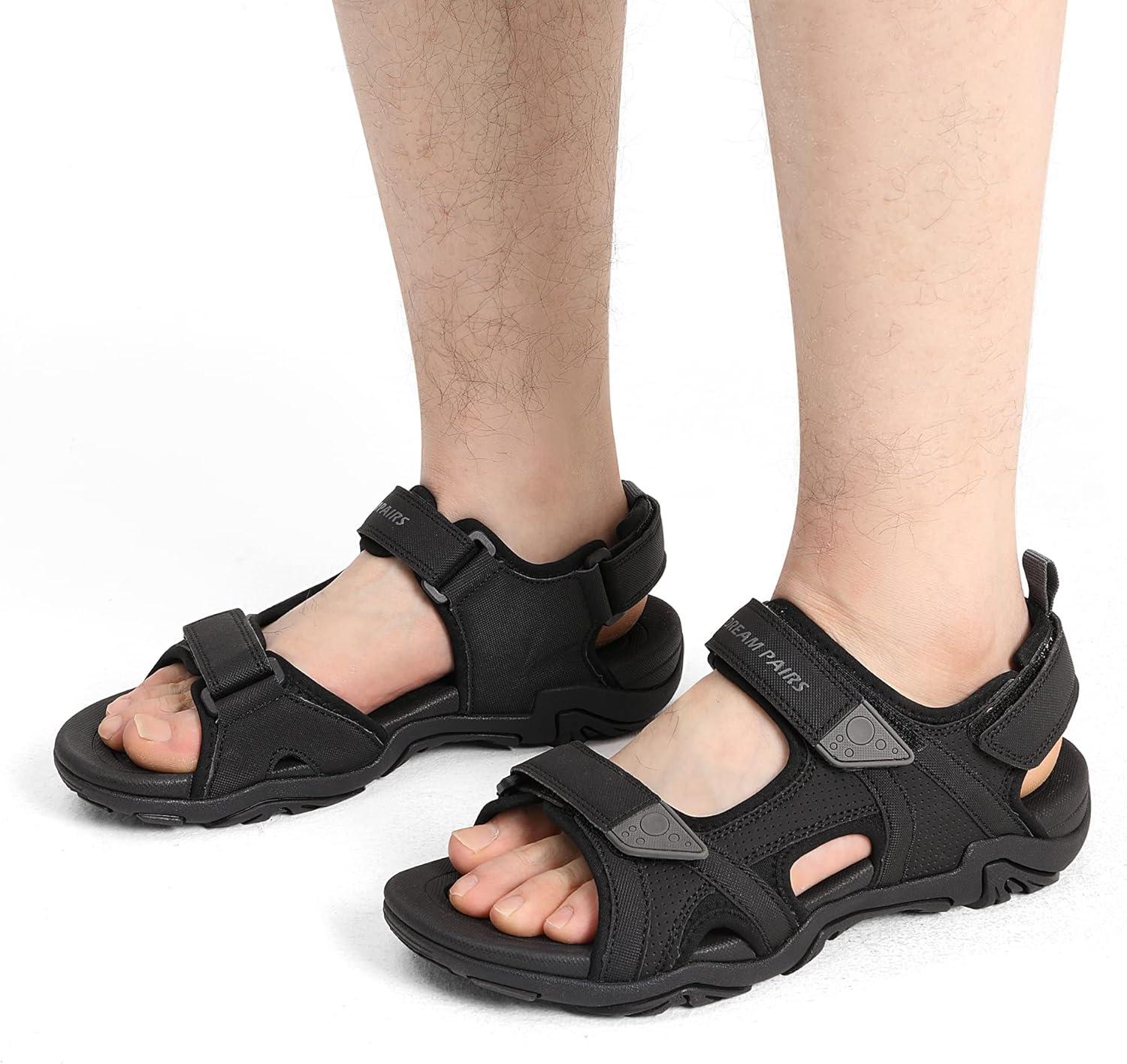 imageDREAM PAIRS Mens Sandals Hiking Water Beach Sport Outdoor Athletic Arch Support Summer SandalsBlack