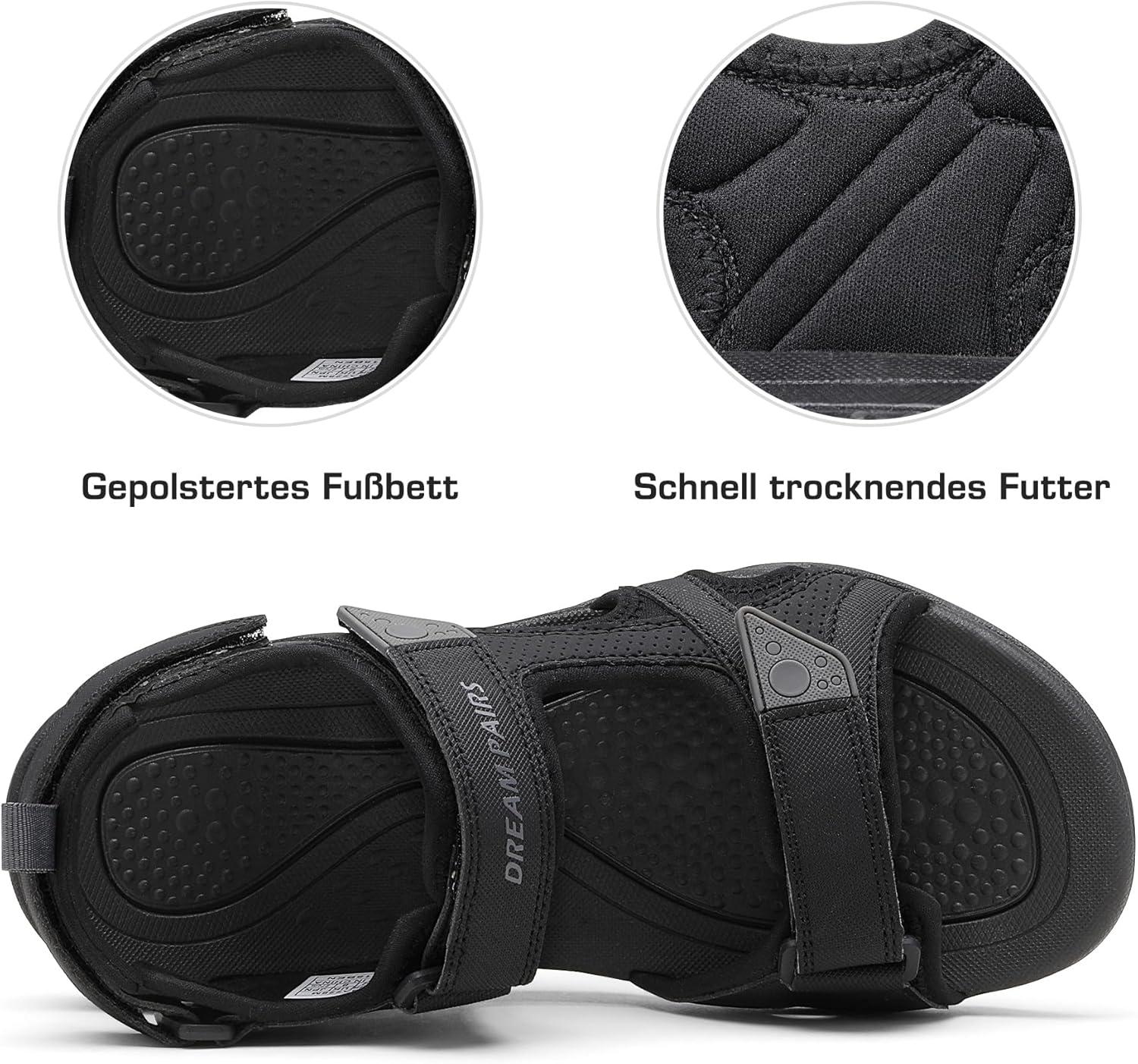 imageDREAM PAIRS Mens Sandals Hiking Water Beach Sport Outdoor Athletic Arch Support Summer SandalsBlack