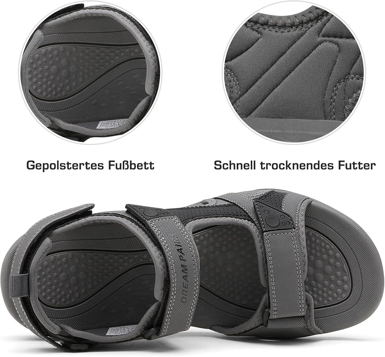 imageDREAM PAIRS Mens Sandals Hiking Water Beach Sport Outdoor Athletic Arch Support Summer SandalsGrey
