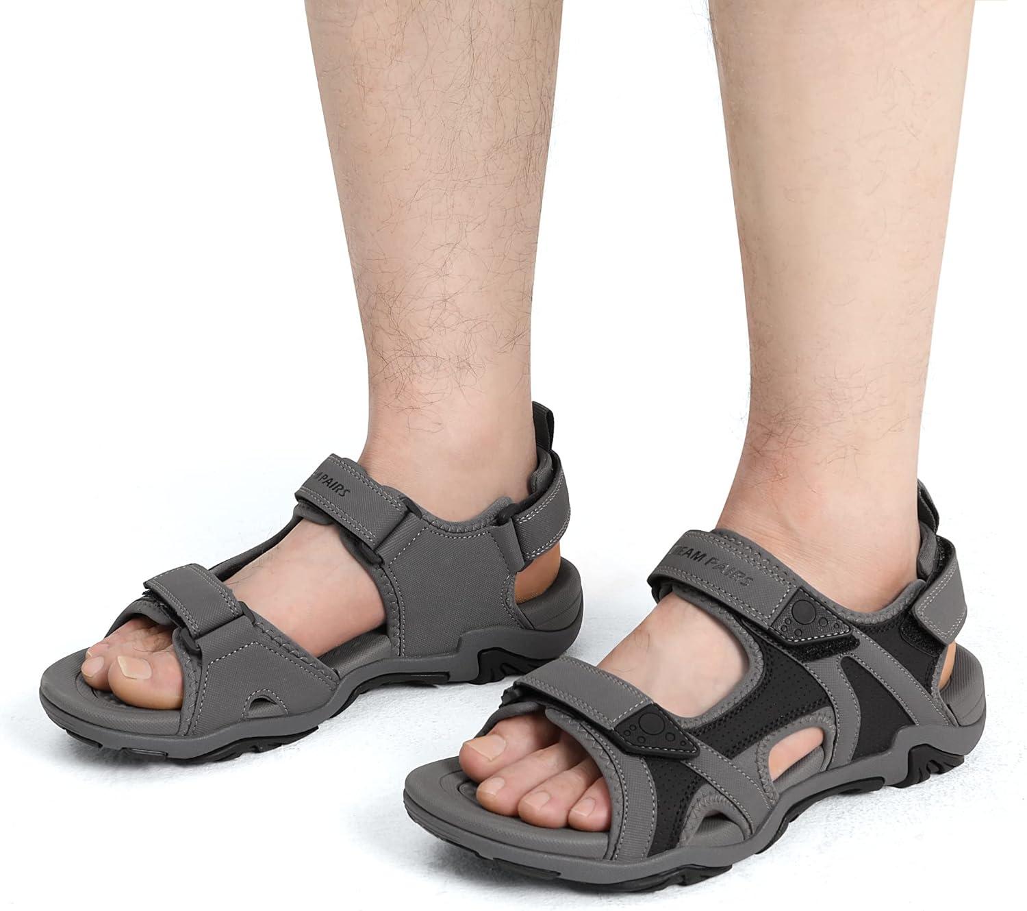 imageDREAM PAIRS Mens Sandals Hiking Water Beach Sport Outdoor Athletic Arch Support Summer SandalsGrey