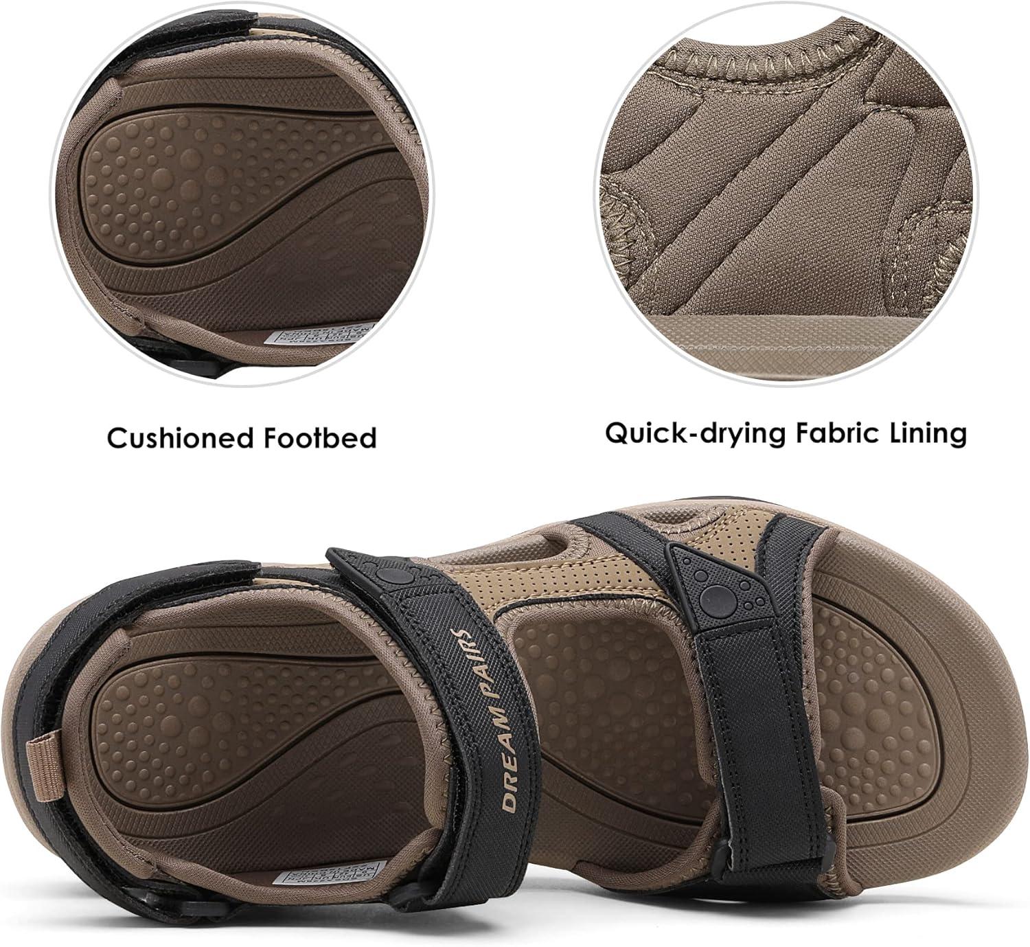 imageDREAM PAIRS Mens Sandals Hiking Water Beach Sport Outdoor Athletic Arch Support Summer SandalsKhaki
