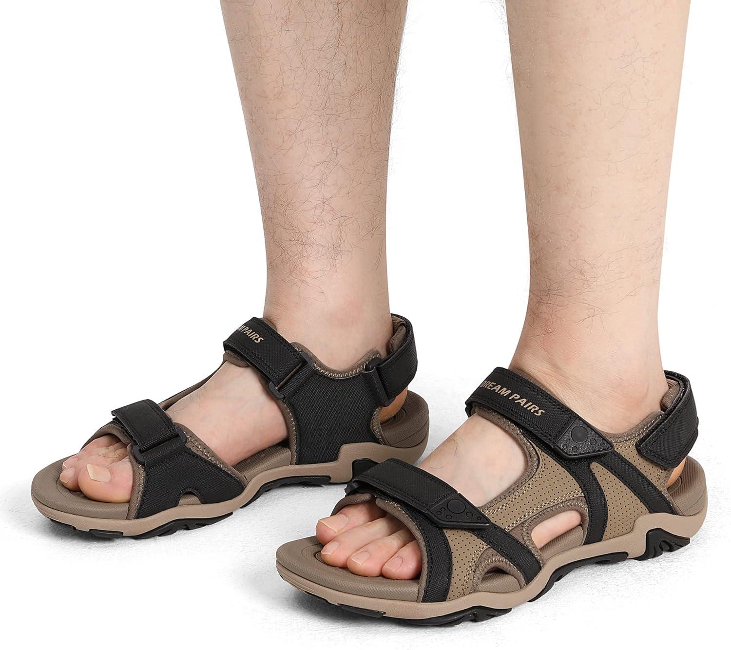 imageDREAM PAIRS Mens Sandals Hiking Water Beach Sport Outdoor Athletic Arch Support Summer SandalsKhaki