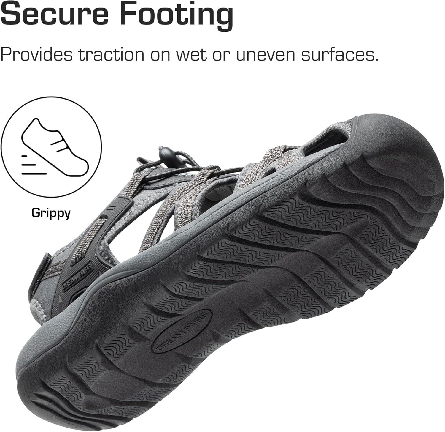 imageDREAM PAIRS Mens Sandals Hiking Water Sport Athletic Beach Outdoor Comfortable Casual Closed Toe Summer Sandal ShoesBlackDark Grey