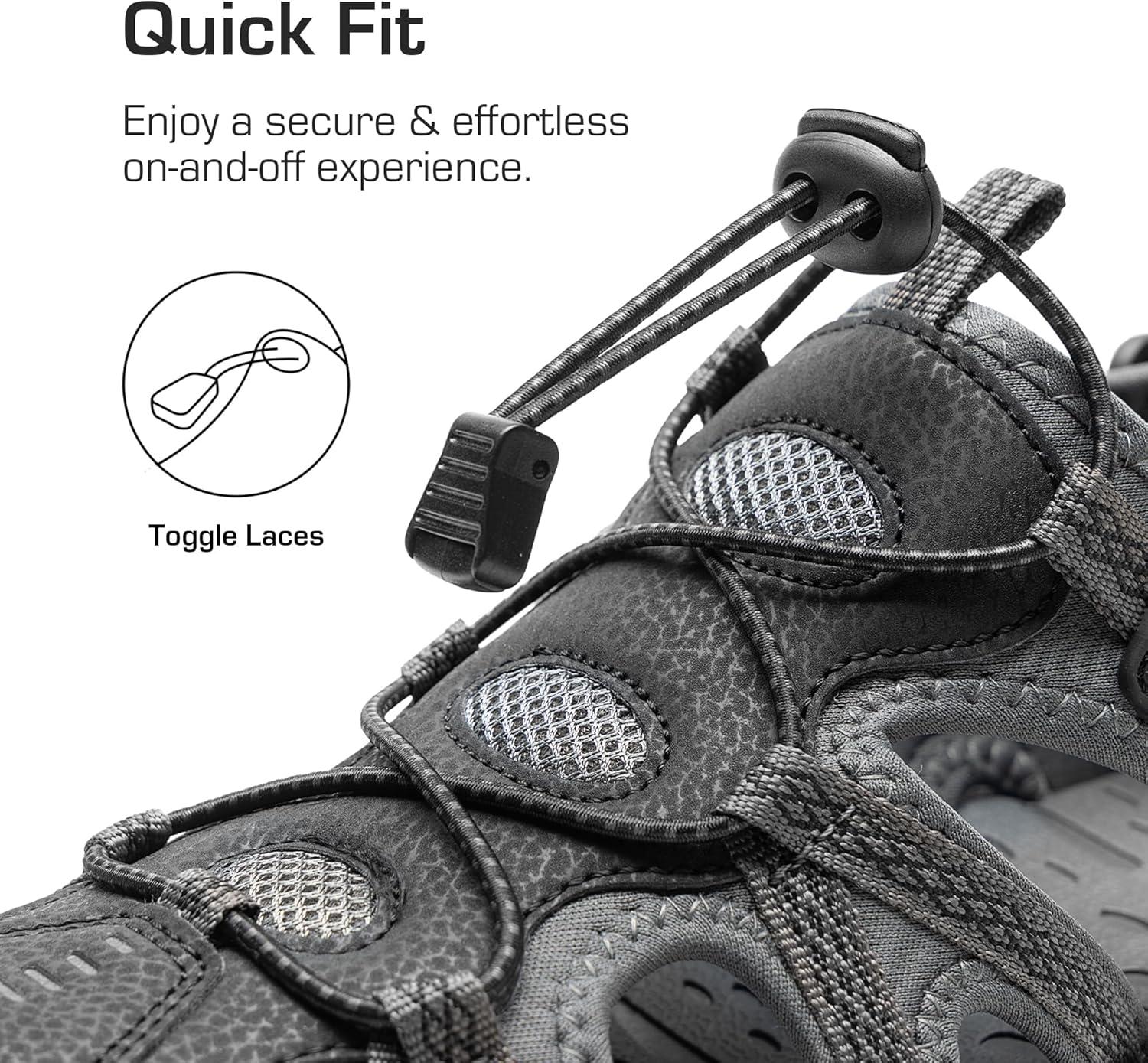 imageDREAM PAIRS Mens Sandals Hiking Water Sport Athletic Beach Outdoor Comfortable Casual Closed Toe Summer Sandal ShoesBlackDark Grey