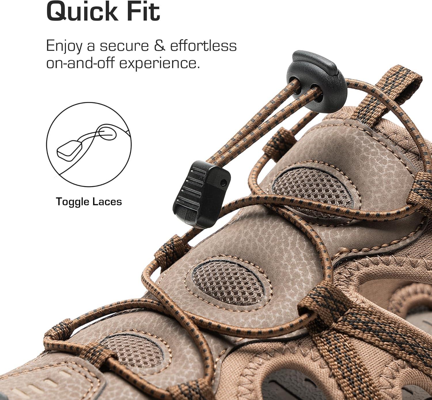 imageDREAM PAIRS Mens Sandals Hiking Water Sport Athletic Beach Outdoor Comfortable Casual Closed Toe Summer Sandal ShoesKhaki