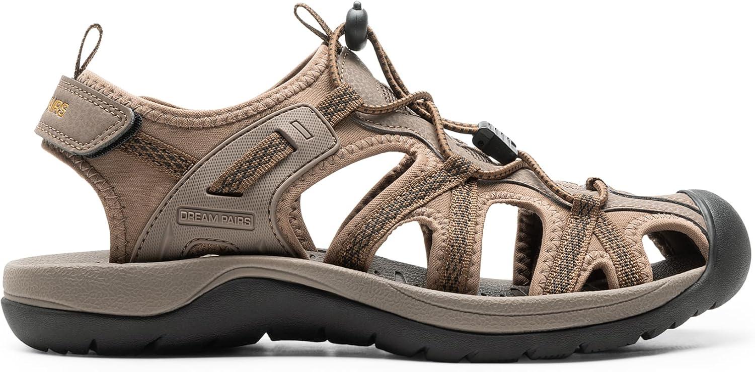 imageDREAM PAIRS Mens Sandals Hiking Water Sport Athletic Beach Outdoor Comfortable Casual Closed Toe Summer Sandal ShoesKhaki