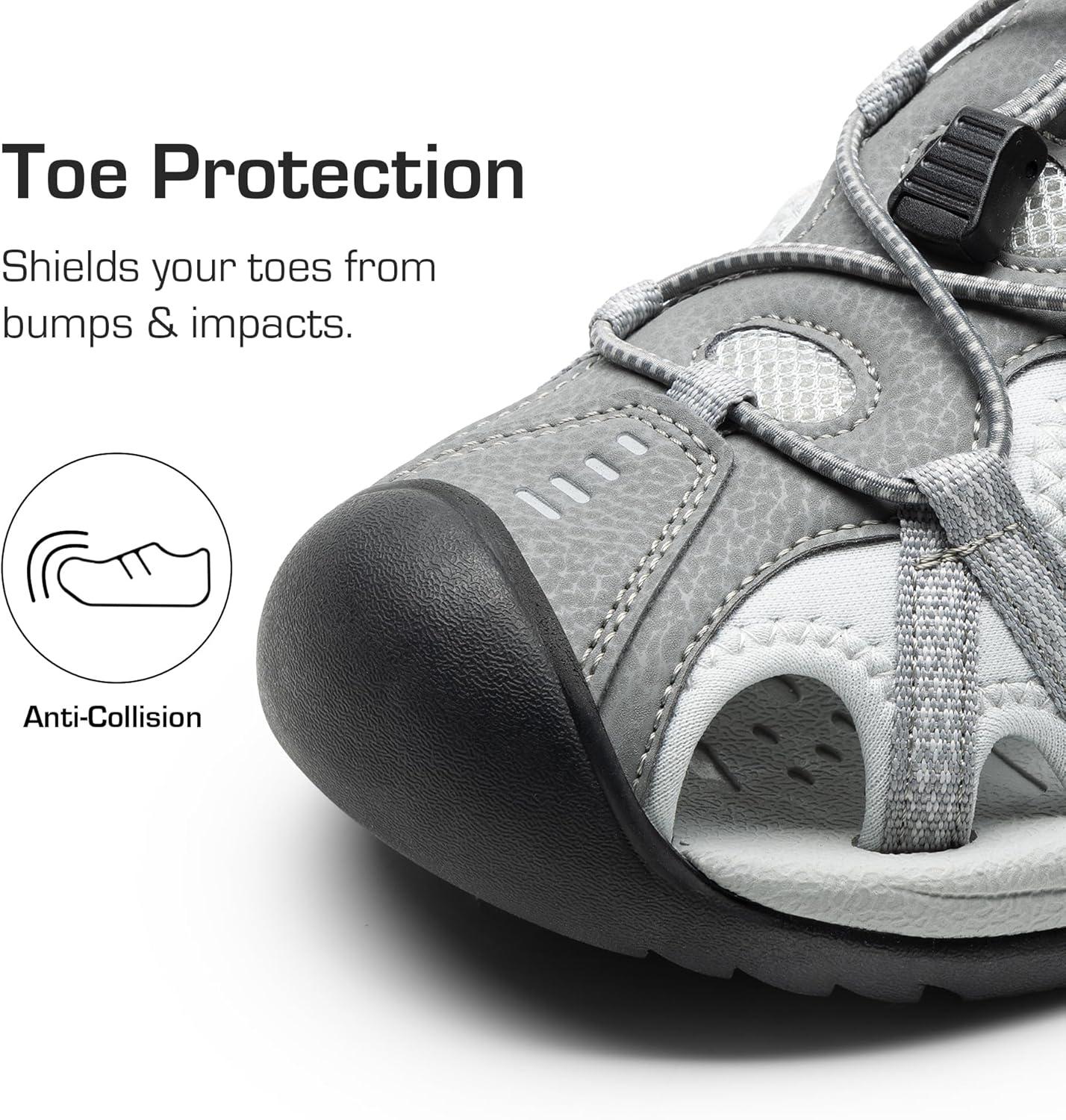 imageDREAM PAIRS Mens Sandals Hiking Water Sport Athletic Beach Outdoor Comfortable Casual Closed Toe Summer Sandal ShoesLight Grey